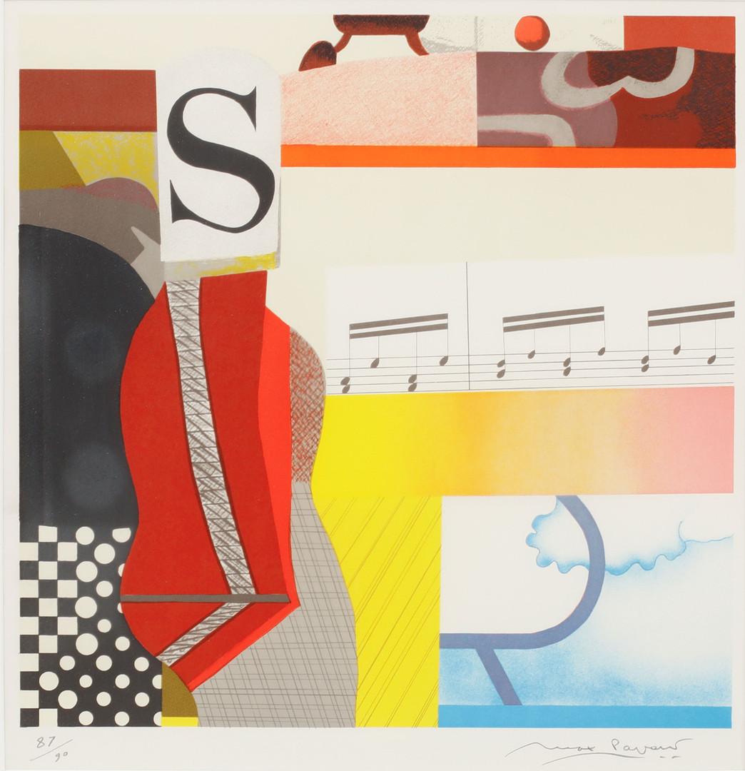 Max Papart-Komposition mit dem Buchstaben S, Farblithographie (Französisch) im Angebot