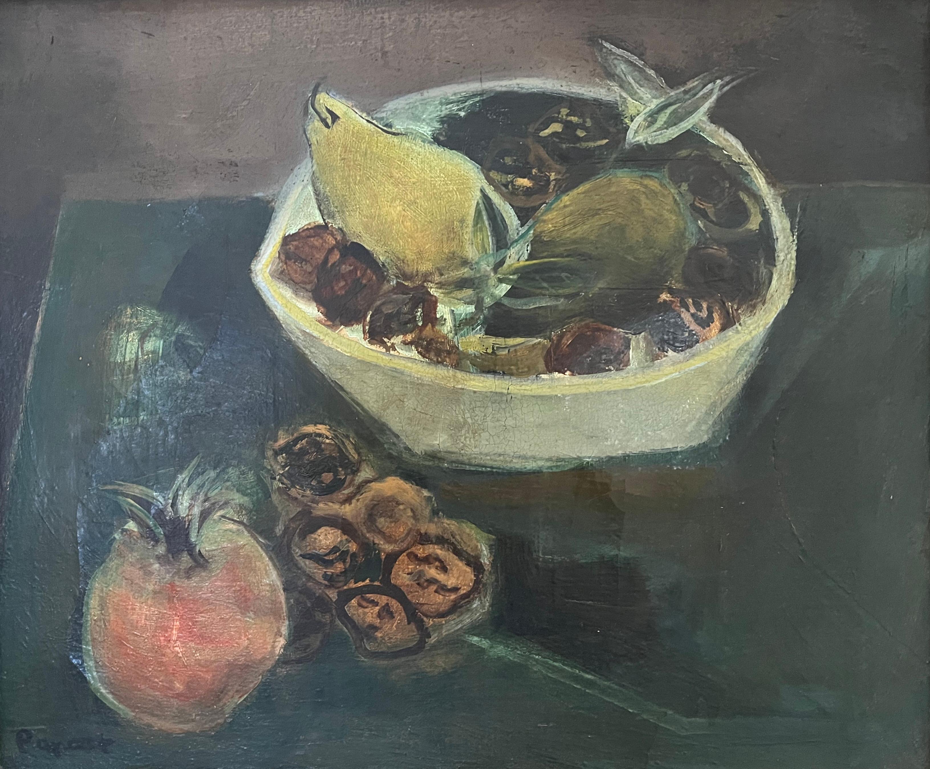Peinture cubiste, Nature morte aux fruits - Painting de Max Papart