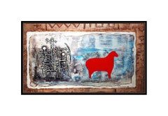 MAX PAPART ORIGINAL Oil Painting Collage Signed Cubism Animal Abstract Artwork