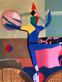 "Blue Harlequin, Aquatint, Max Papart, Unframed, Dedication Piece, Circa 1982"
