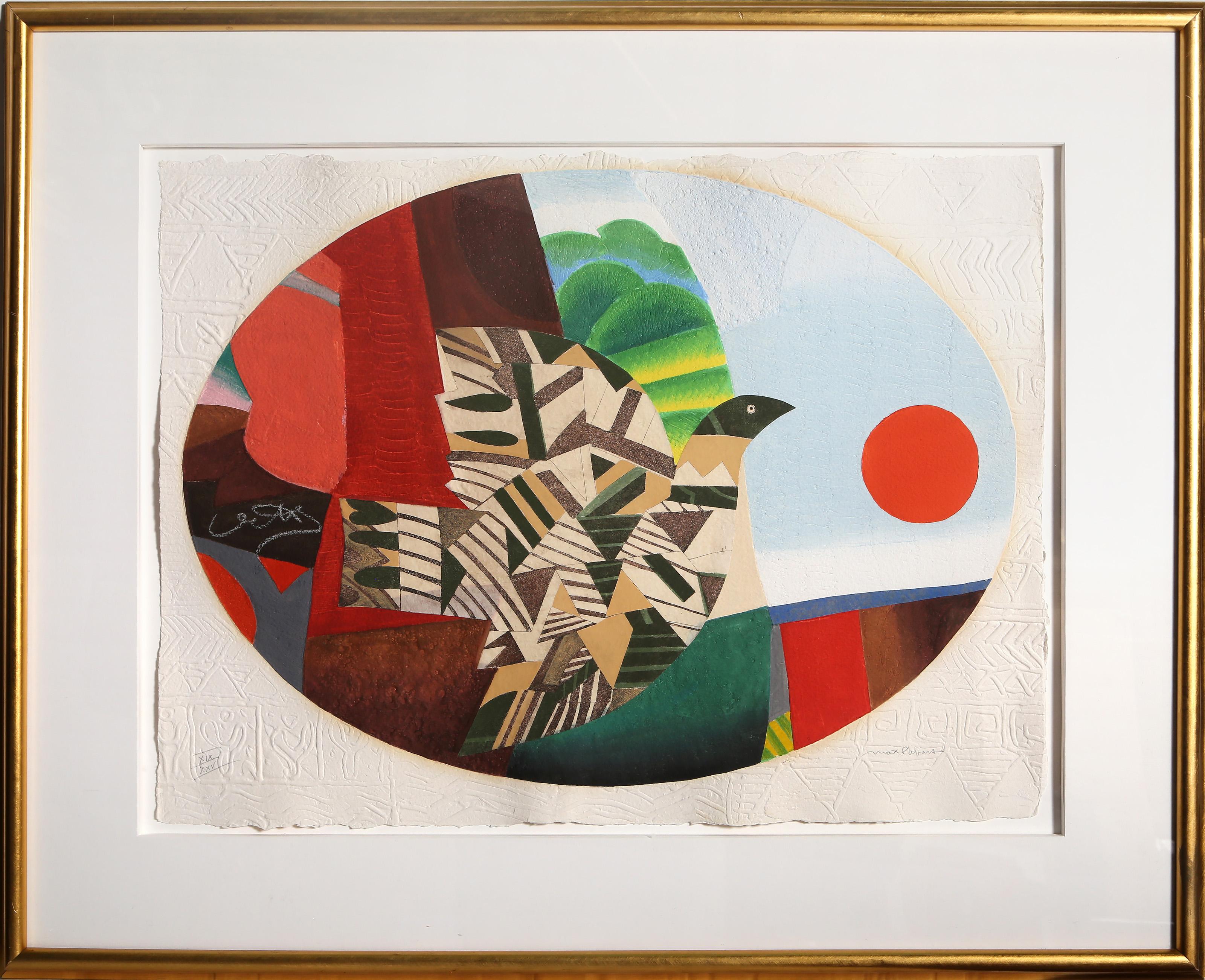 Max Papart, Français (1911 - 1994) - Rêve enchanté, Année :  1984, Medium :  Gravure au carborundum, aquatinte et collage, signée et numérotée au crayon, édition :  XIV/XXV, Taille :  22 x 29.5 in. (55.88 x 74.93 cm), Taille du cadre :  33 x 41