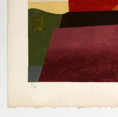 Untitled (large framed hand signed abstract lithograph)