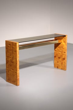 Max Papiri Beistelltisch aus geflochtenem Bananenholz und geräuchertem Glas