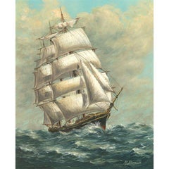 In the Trough of the Waves, the Clipper Oberon by Montague Dawson