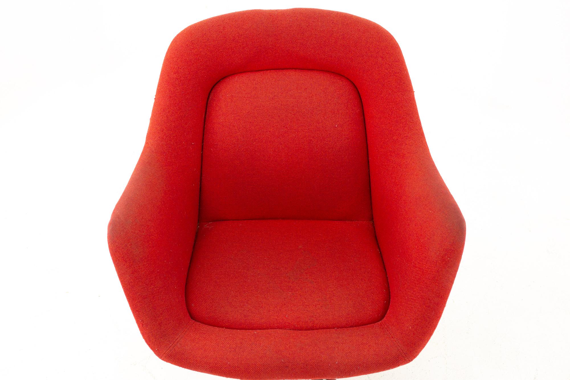 Mid-Century Modern Max Pearson for Knoll Mid Century Red Upholstered Office Desk Chair