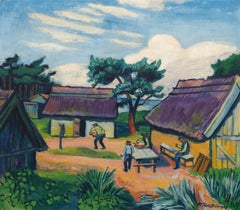 Alte Fischerhutten - Expressionist Oil Painting of Fisherman’s Village, 1949
