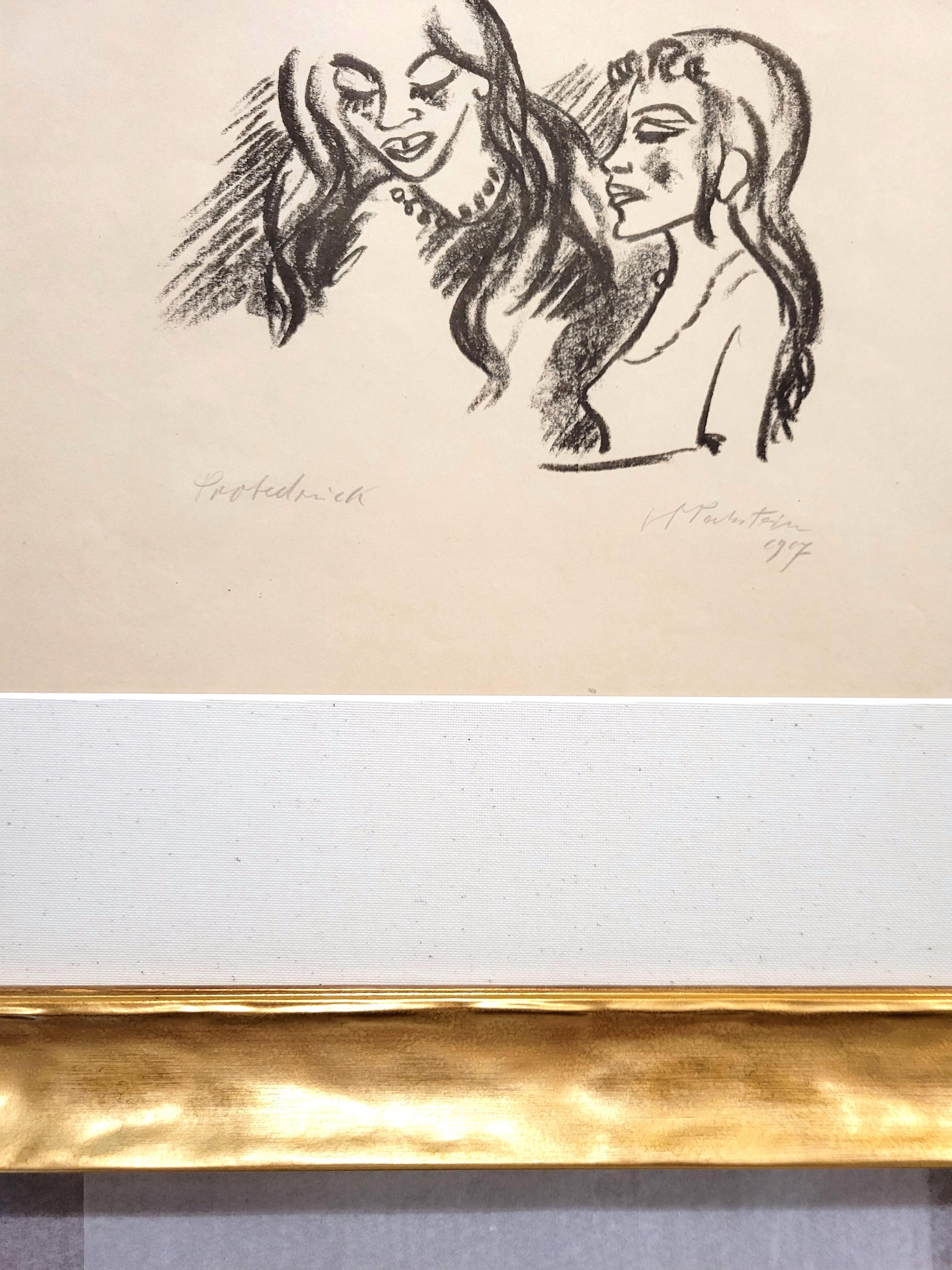 Frau und Mädchen /// Max Pechstein Deutsche Expressionistische Litho im Angebot 10