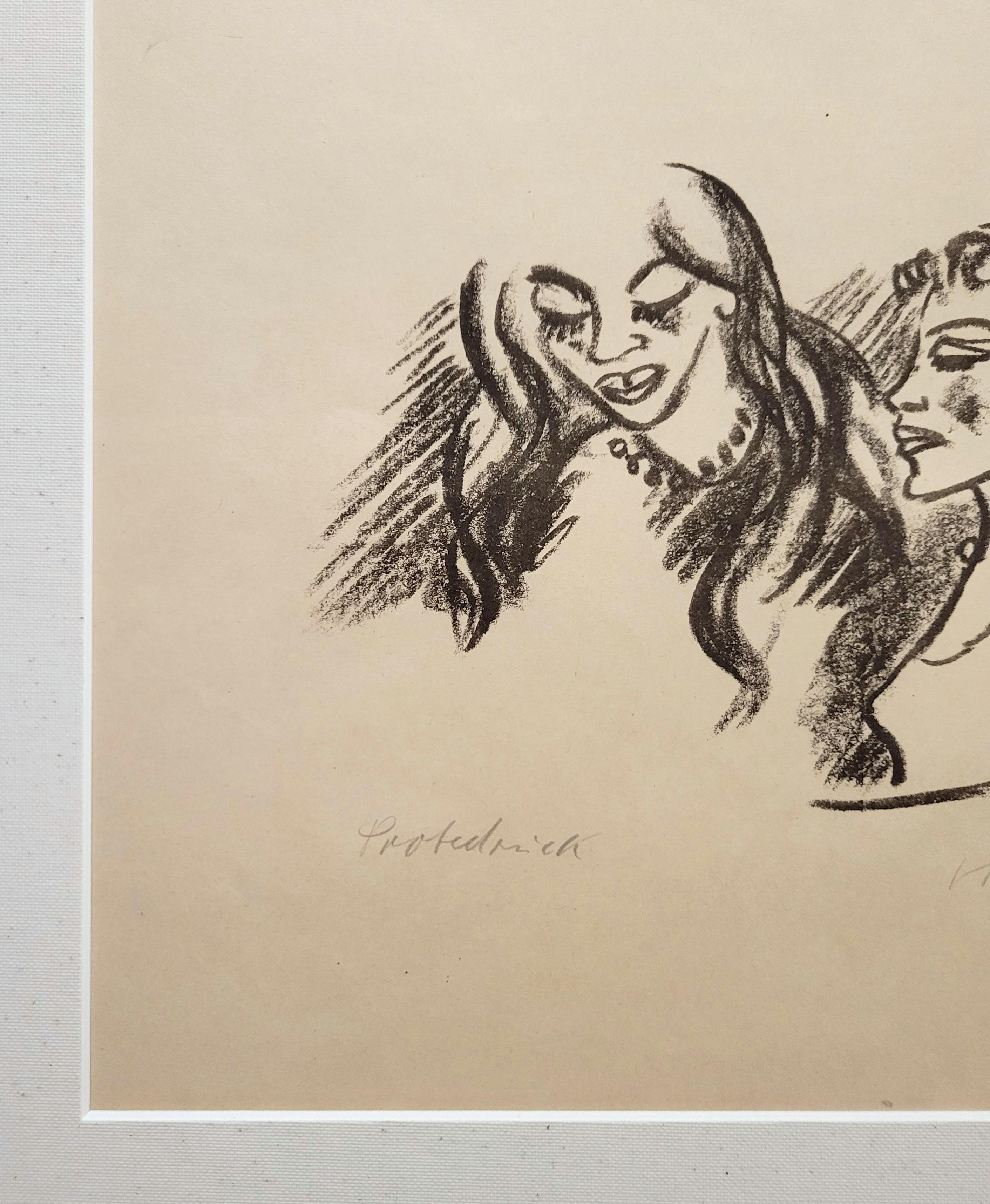 Frau und Mädchen /// Max Pechstein Deutsche Expressionistische Litho im Angebot 11