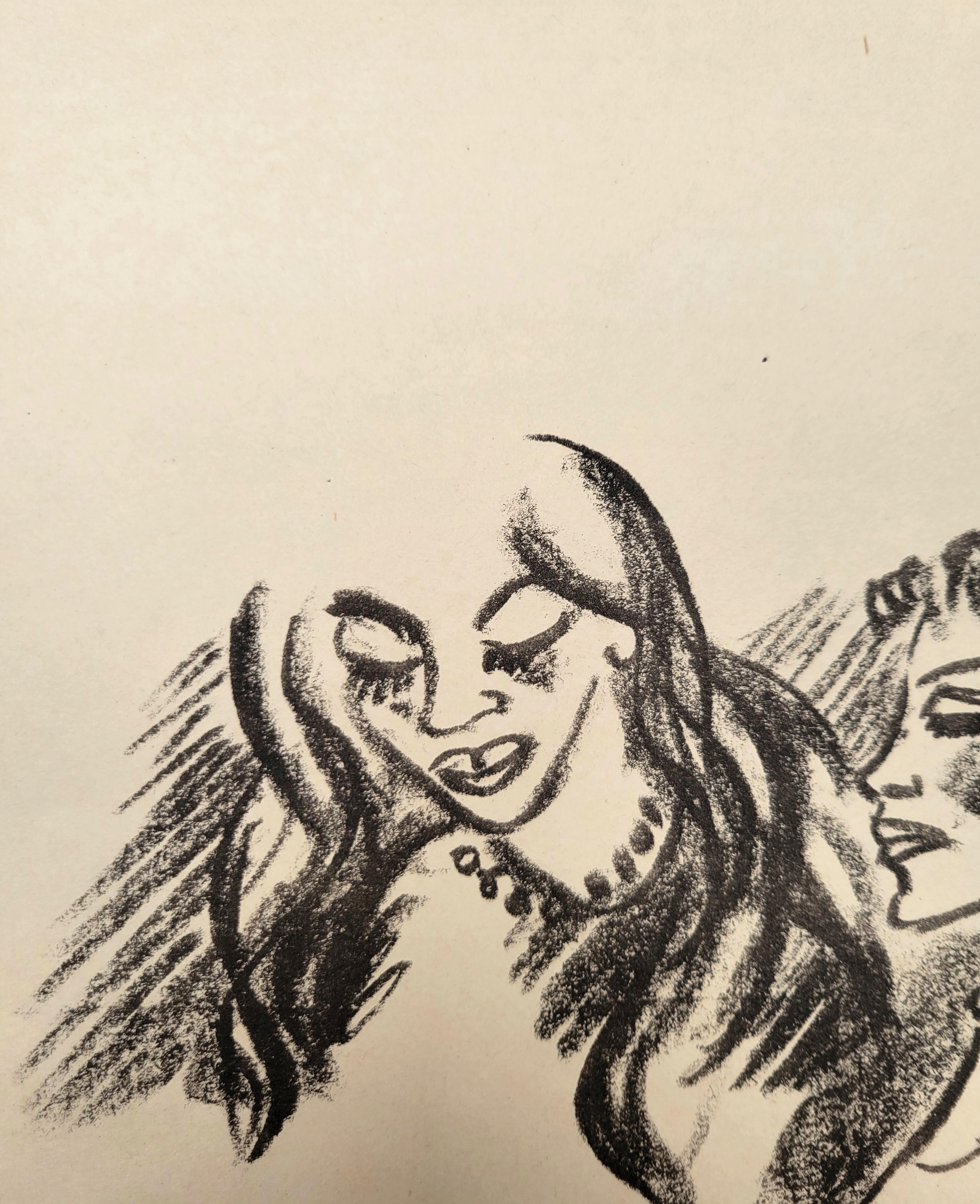 Frau und Mädchen /// Max Pechstein Deutsche Expressionistische Litho im Angebot 14