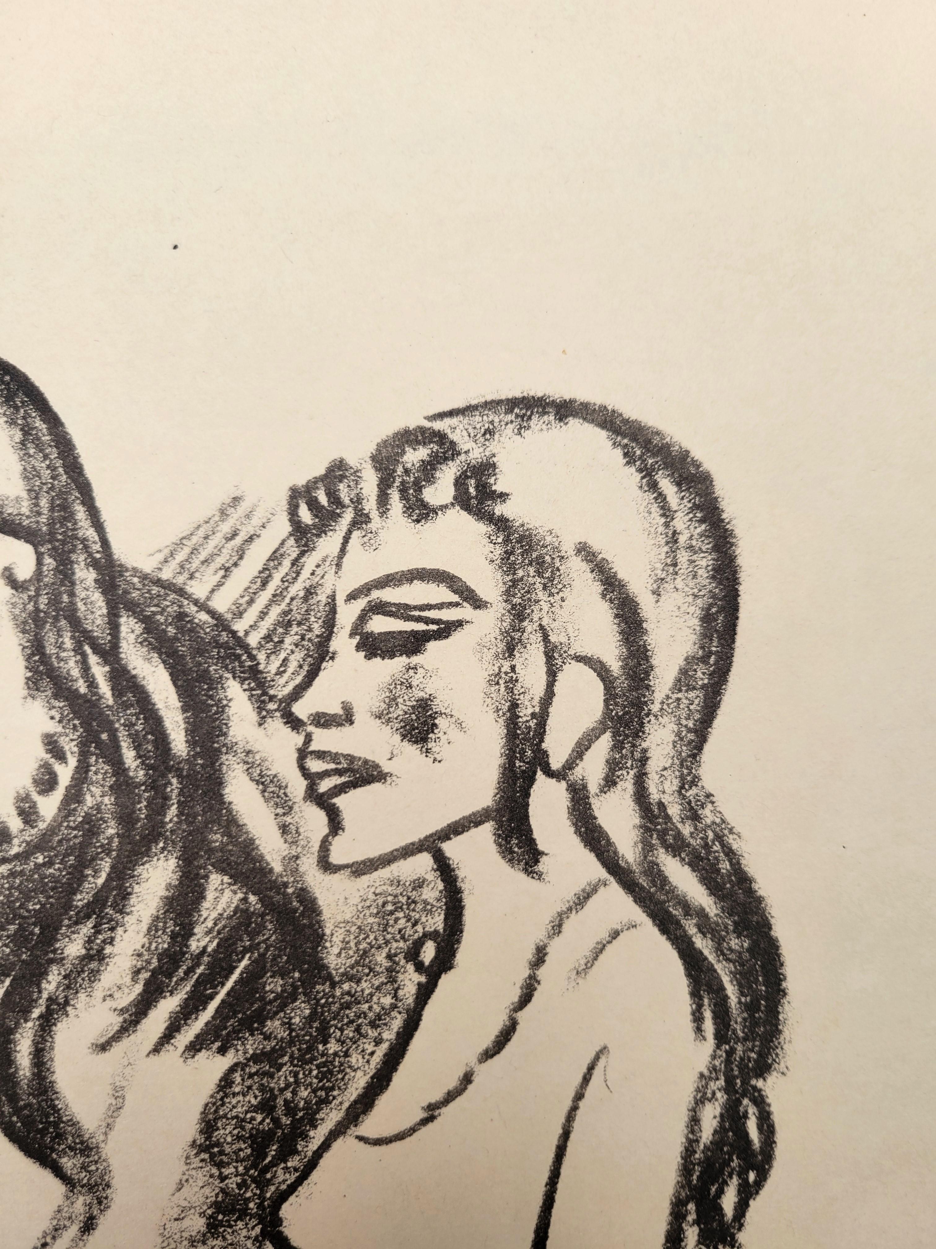 Frau und Mädchen /// Max Pechstein Deutsche Expressionistische Litho im Angebot 16