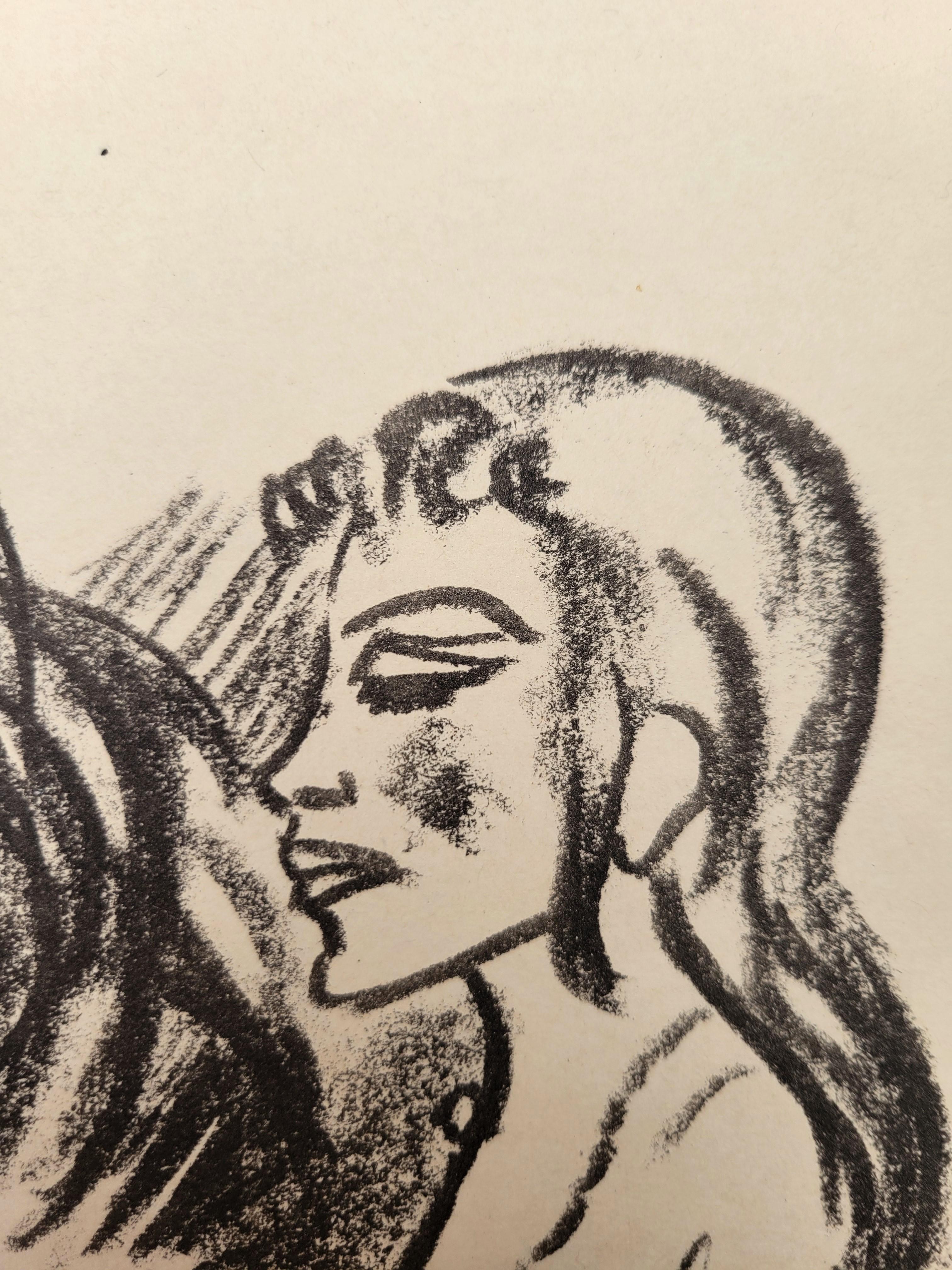 Frau und Mädchen /// Max Pechstein Deutsche Expressionistische Litho im Angebot 17