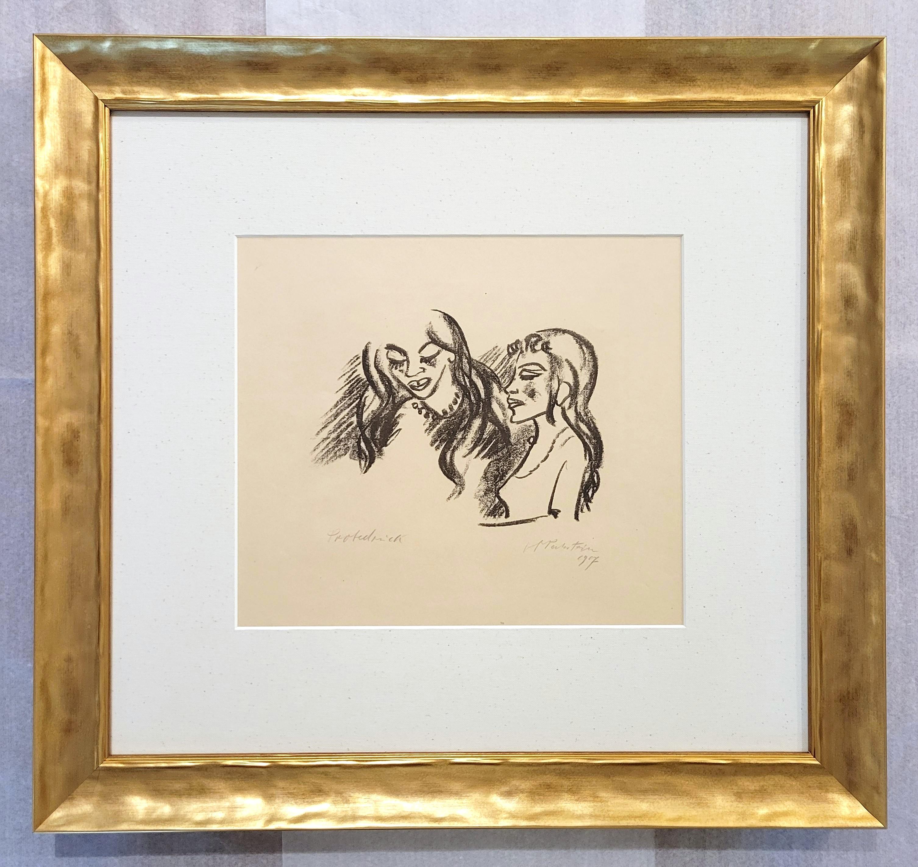 Frau und Mädchen /// Max Pechstein Deutsche Expressionistische Litho im Angebot 4