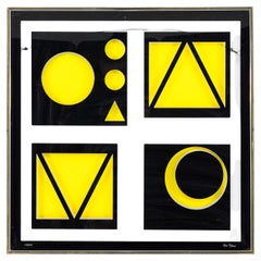 Max Peters Signed Yellow 
Black Mid Century Modern Acrylic Serigraph 140/240