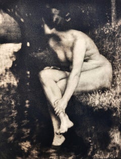 The Bather (Die Badende) /// Max Pietschmann Nude Figurative Mezzotint Landscape