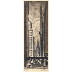 Etching and aquatint of Wall Street, New York, 1920s