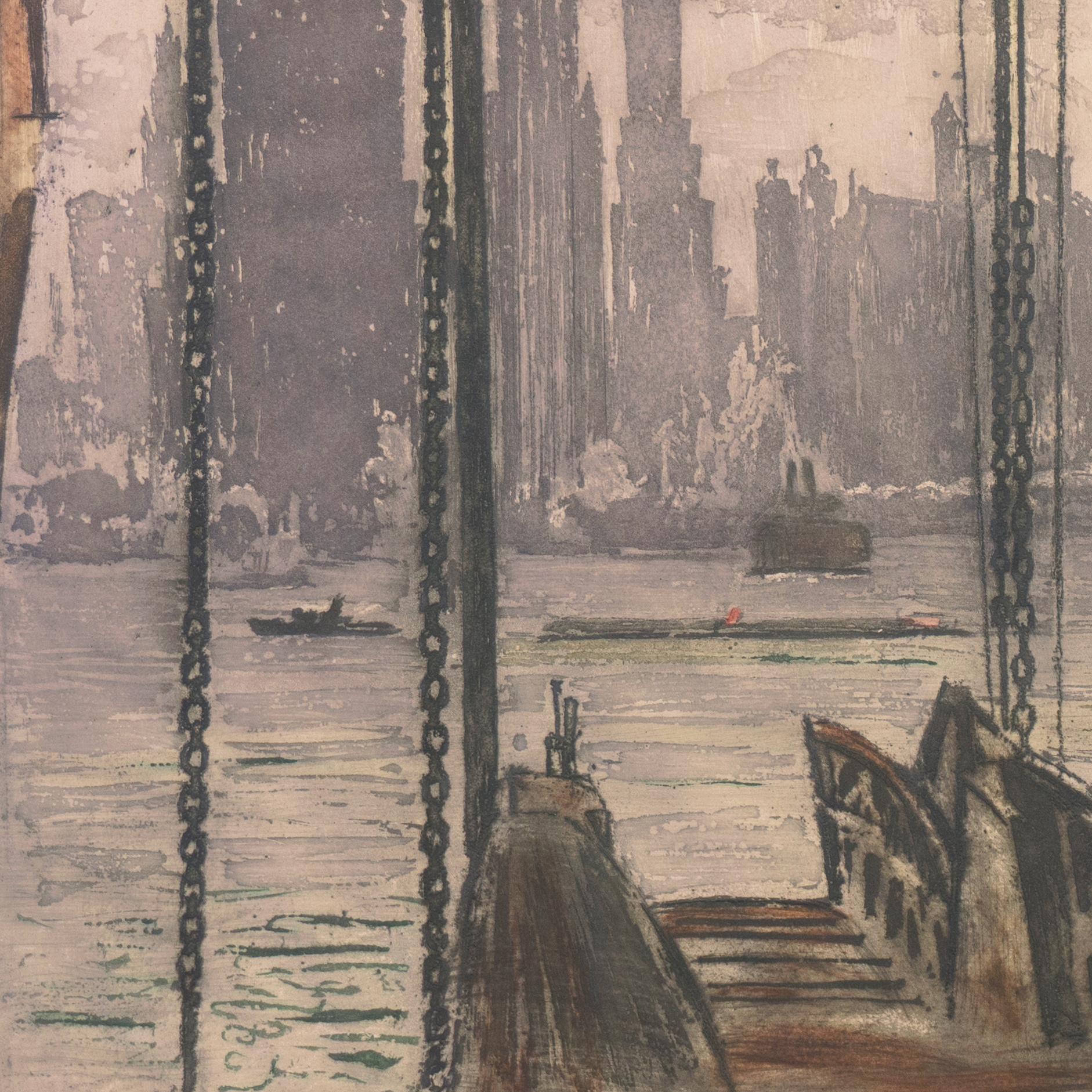 « New York, the Hoboken Ferry » (New York, le ferry de Hoboken), Vienne, Chicago et Californie Society of Etchers en vente 5