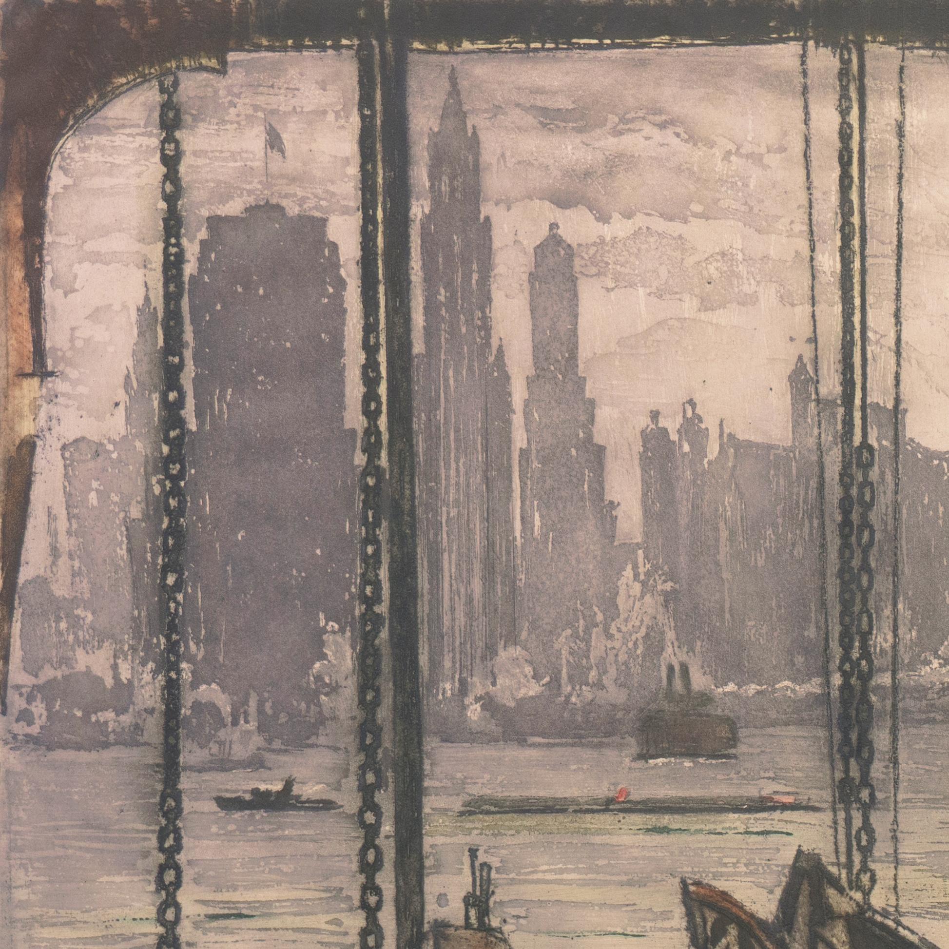 'New York, the Hoboken Ferry', Vienna, Chicago & California Society of Etchers For Sale 2
