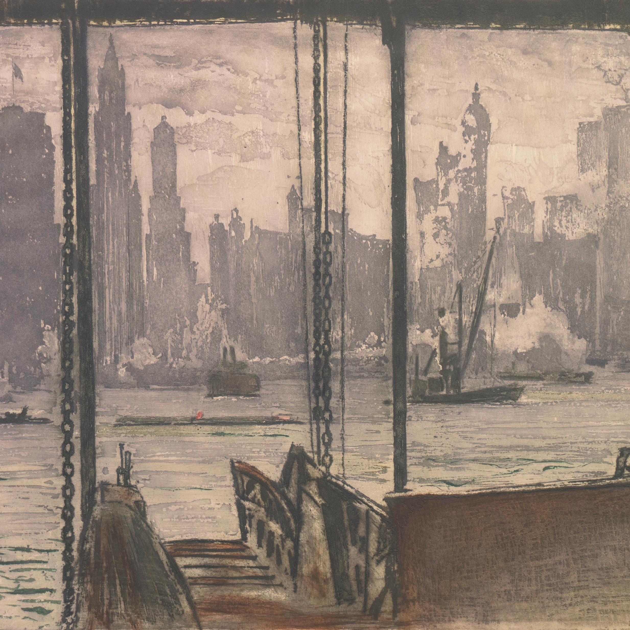'New York, the Hoboken Ferry', Vienna, Chicago & California Society of Etchers For Sale 3