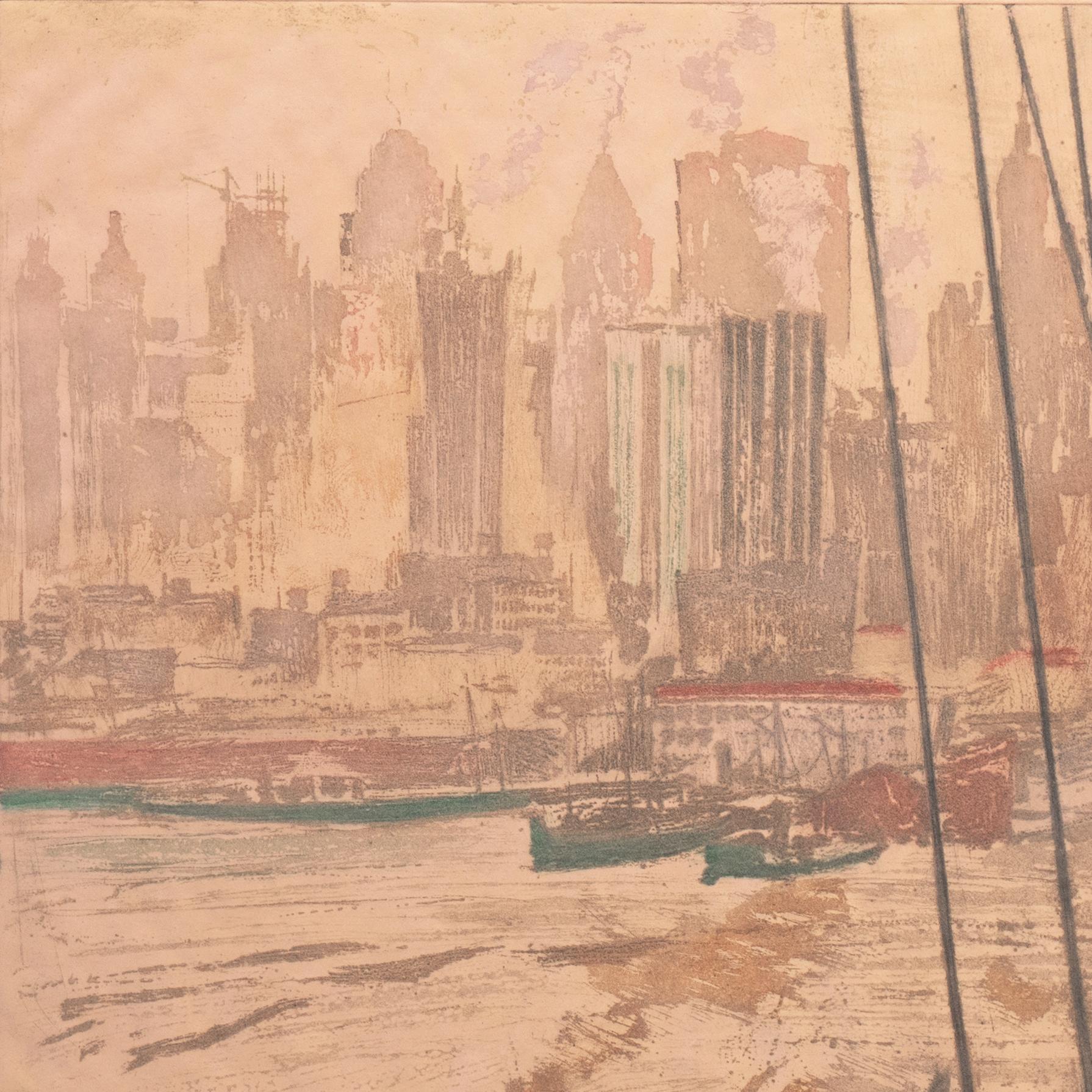 'New York, View of the East River', Paris, Metropolitan Museum, Smithsonian - Modern Print by Max Pollak