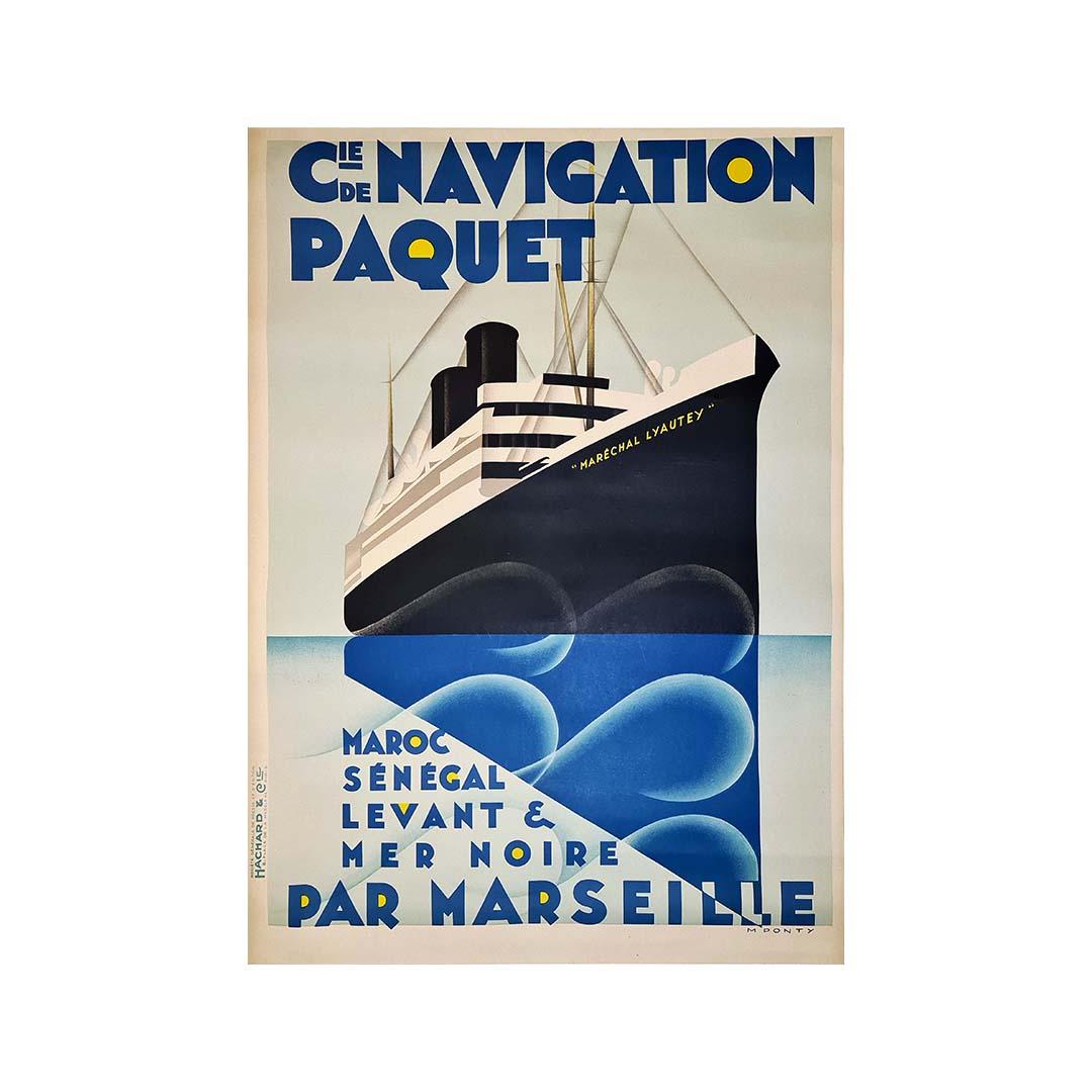 In the vibrant 1930s, the world of poster art reached new heights, with Ponty emerging as a distinguished artist of the era. One of his iconic creations is the original poster for Compagnie de Navigation Paquet, featuring the liner Maréchal Lyautey