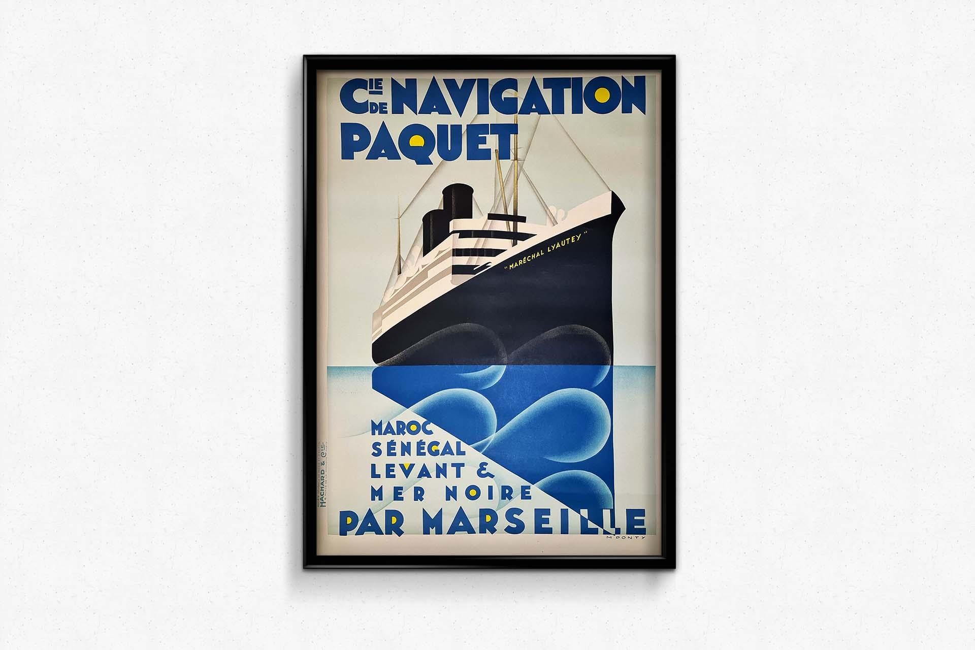1930s Original poster for the Compagnie de Navigation Paquet - Art Deco 2