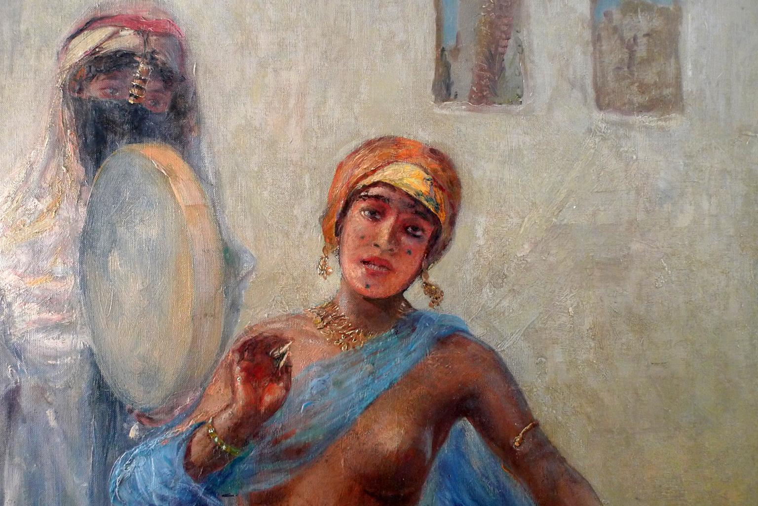 “An Orientalist Scene with Musicians and Dancer”, 19th C. Oil/Canvas by M. Rabes For Sale 5
