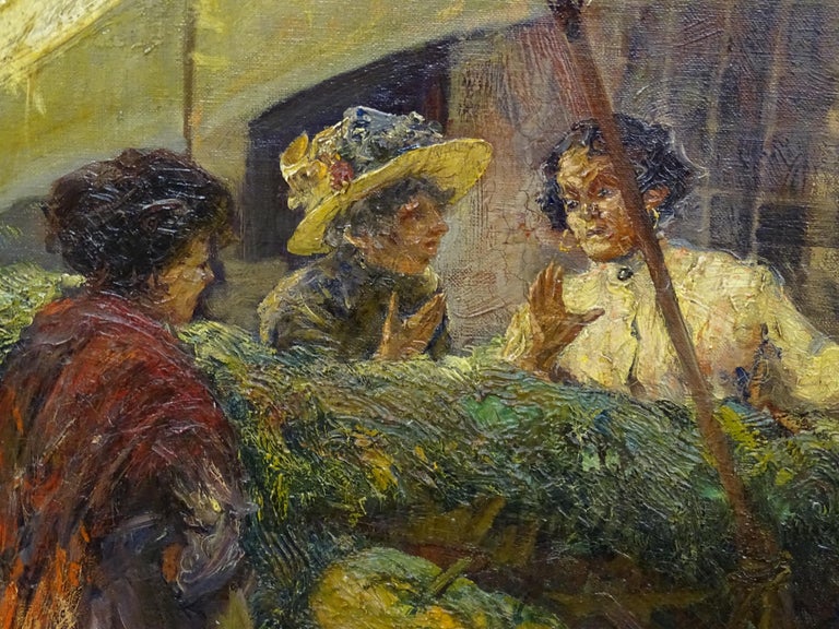 Early 20th Century Orientalist Style Max Rabes Italian Market Oil on Canvas For Sale 3