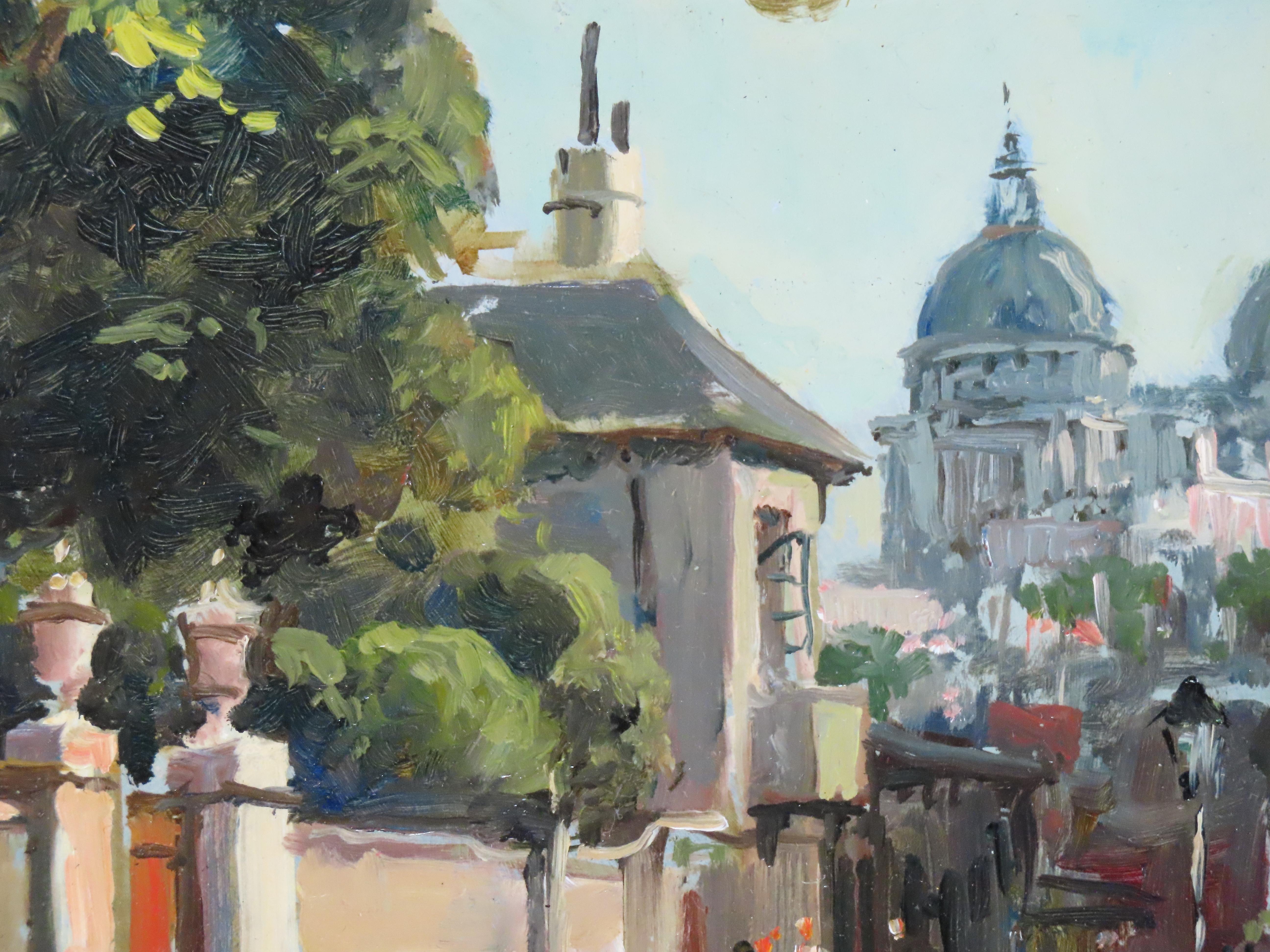 Original Ölgemälde auf Karton. MAX RICHARD HOFLER, W.G.A., „Die Kapelle Wandmalerei“ im Angebot 3