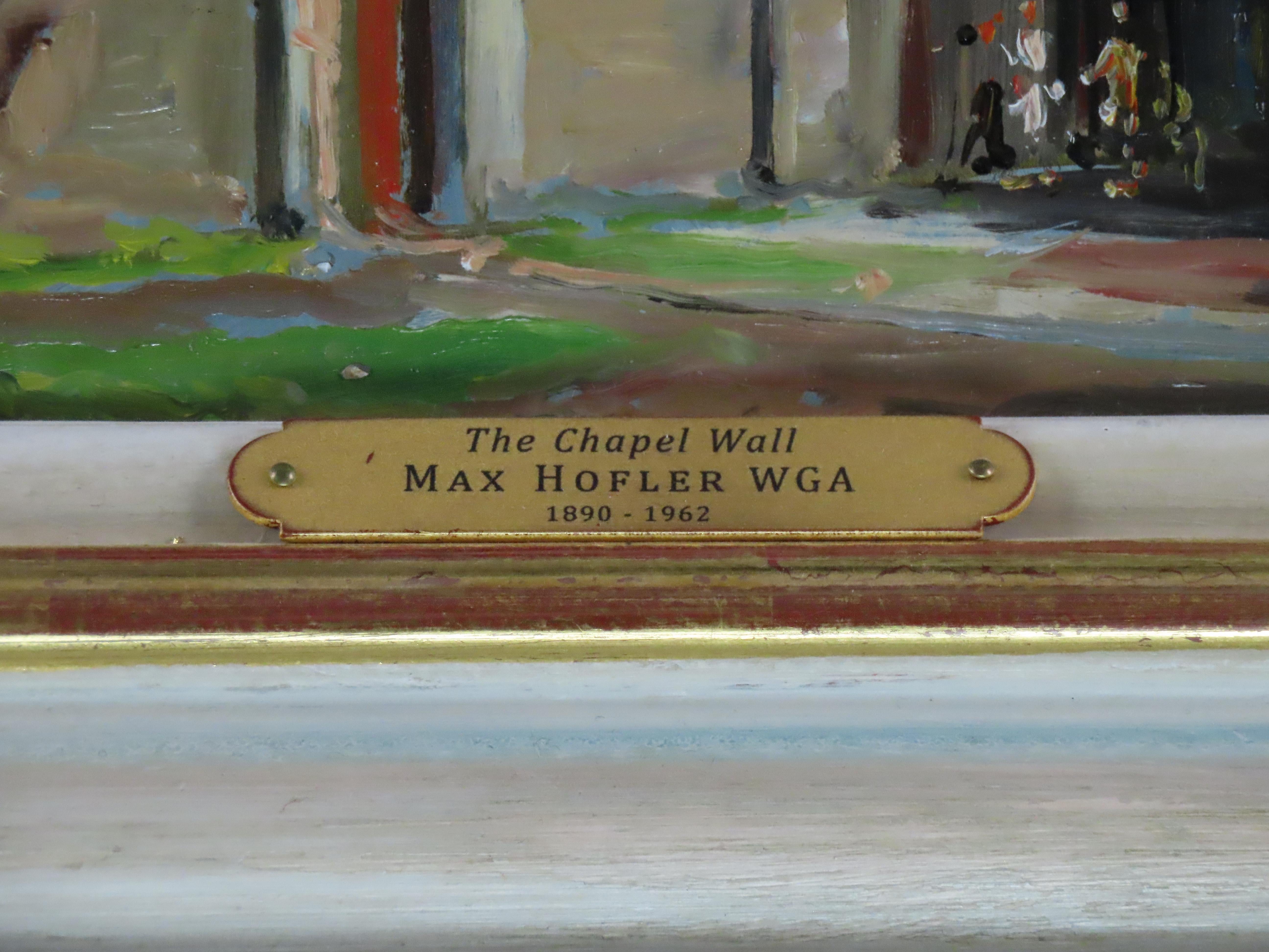 Original Ölgemälde auf Karton. MAX RICHARD HOFLER, W.G.A., „Die Kapelle Wandmalerei“ im Angebot 5