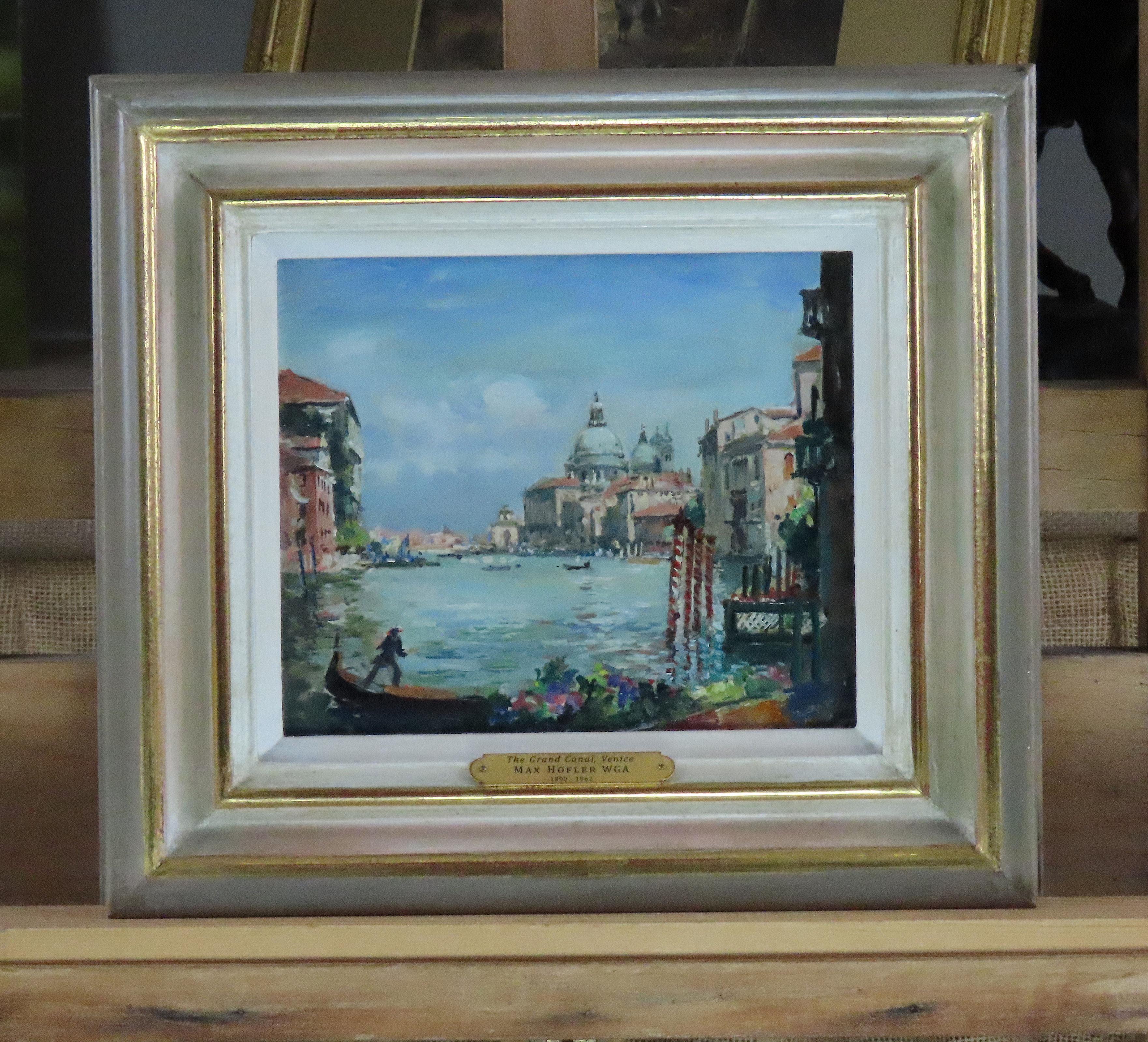 Original Ölgemälde auf Karton. MAX RICHARD HOFLER, W.G.A., „Der Grand Canal, Venedig“ im Angebot 1