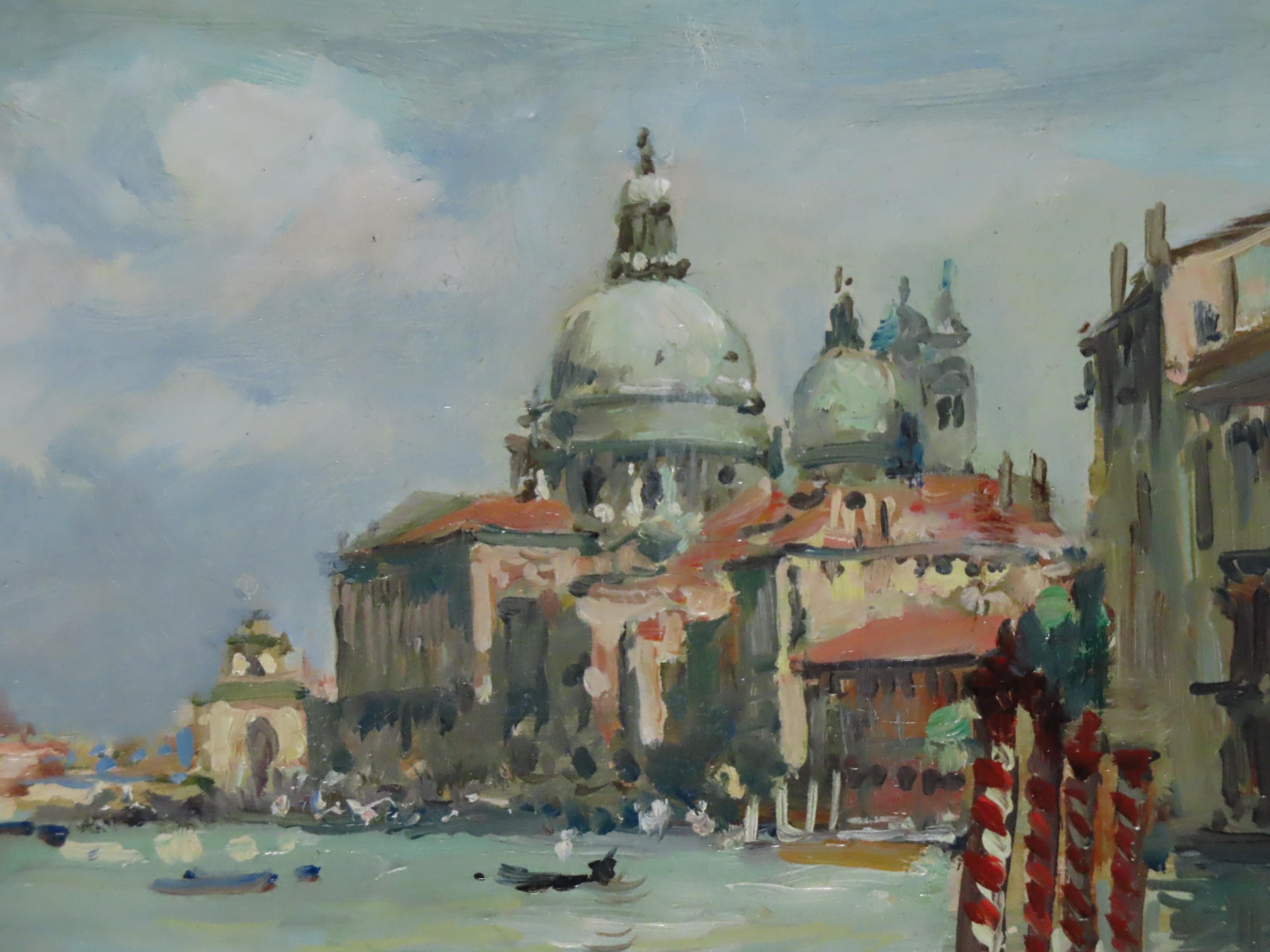 Original Ölgemälde auf Karton. MAX RICHARD HOFLER, W.G.A., „Der Grand Canal, Venedig“ im Angebot 3