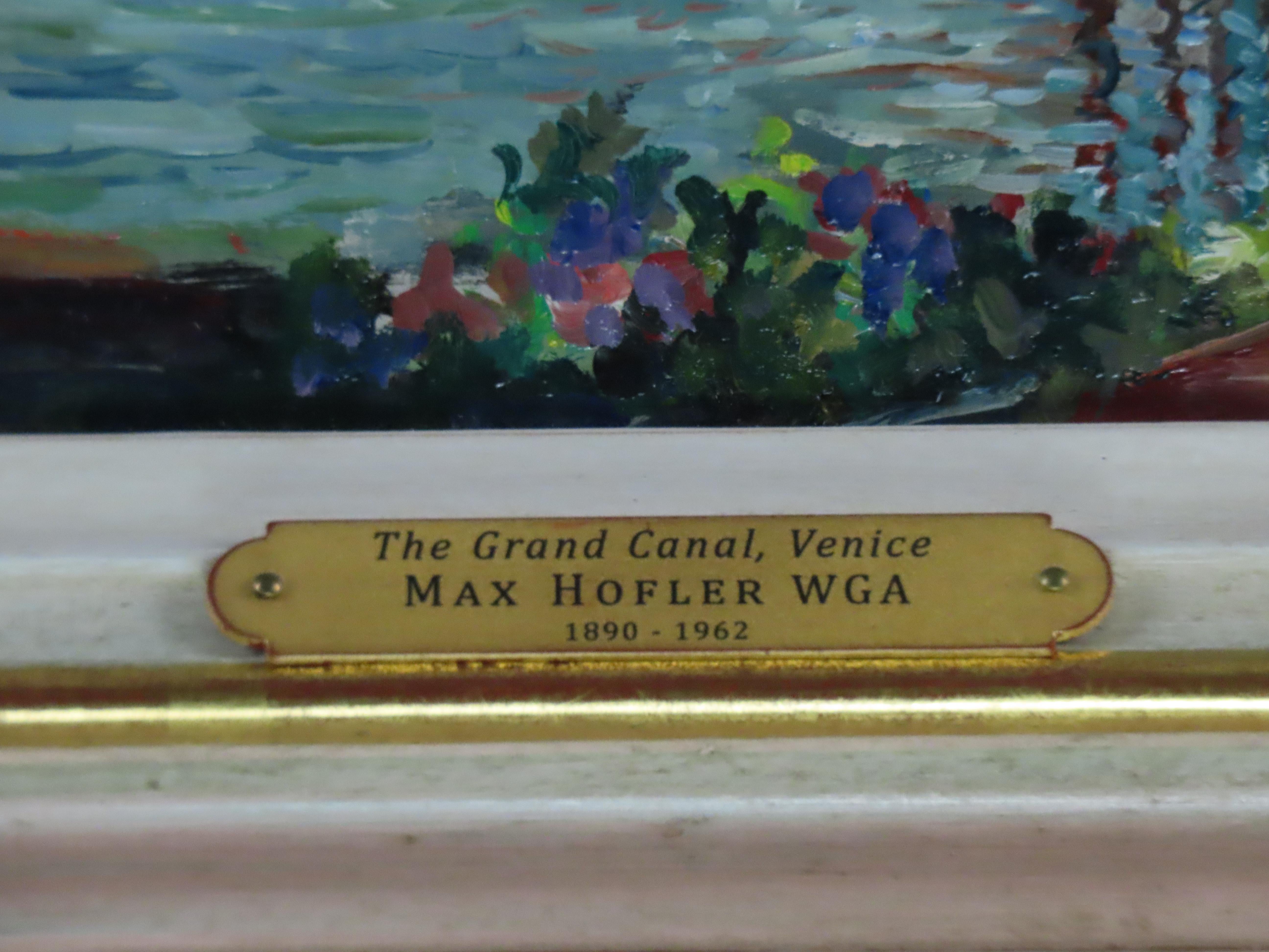 Original Ölgemälde auf Karton. MAX RICHARD HOFLER, W.G.A., „Der Grand Canal, Venedig“ im Angebot 5