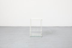 Max Sauze Attributed White Wire Side Table with Grid Wine Bottle Holder