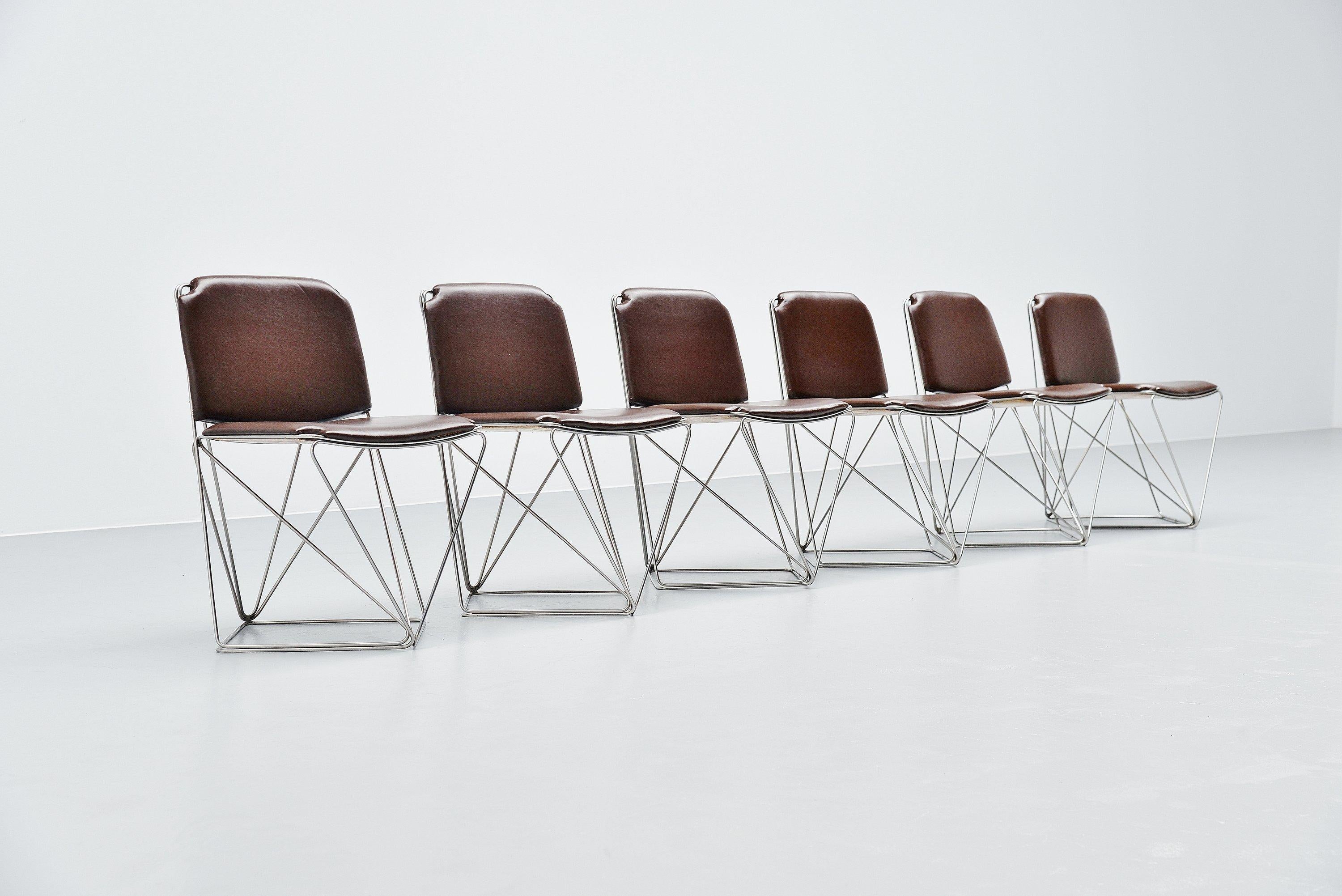 Mid-Century Modern Max Sauze Attributed Wire Dining Chairs, France, 1960