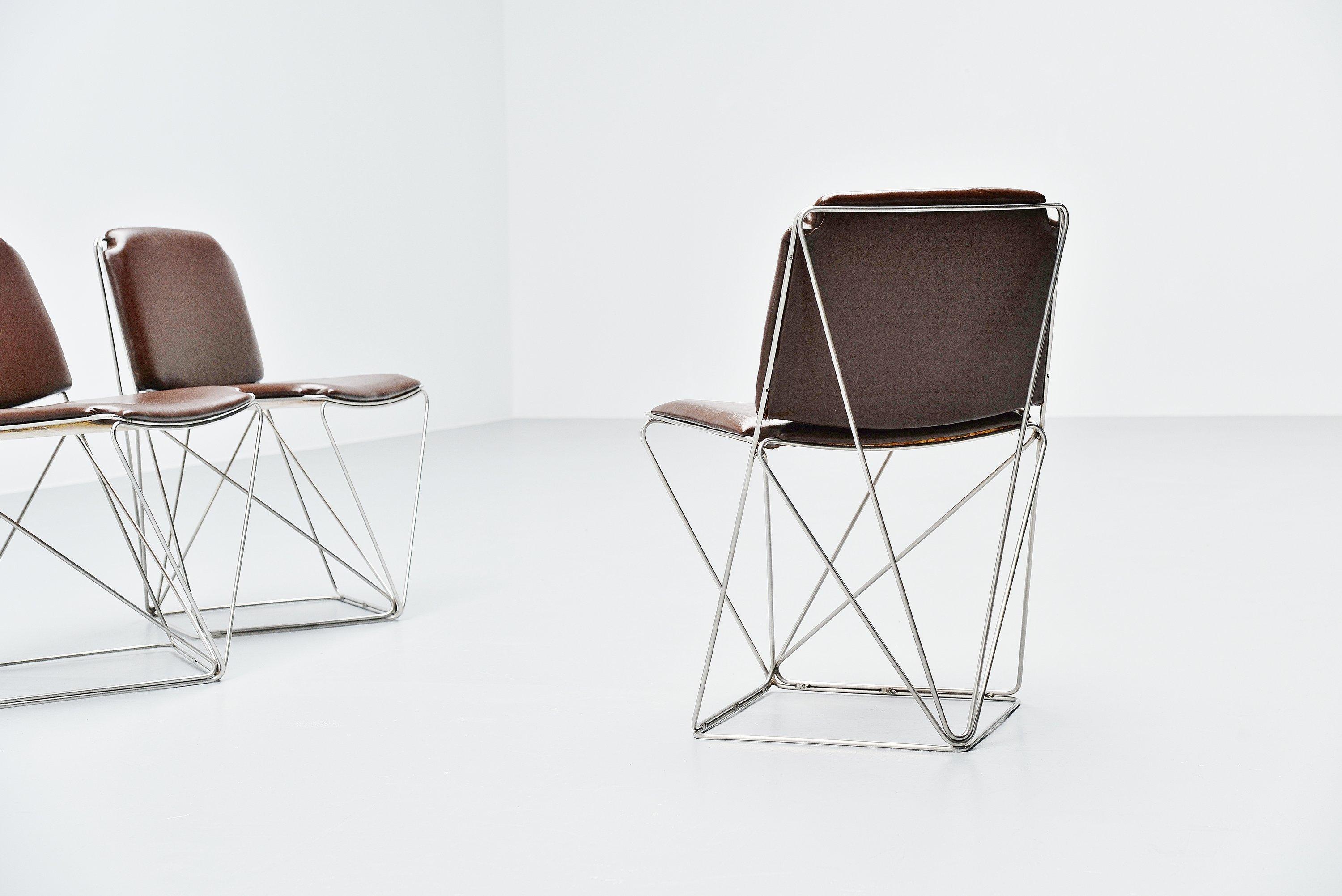 Max Sauze Attributed Wire Dining Chairs, France, 1960 In Good Condition In Roosendaal, Noord Brabant