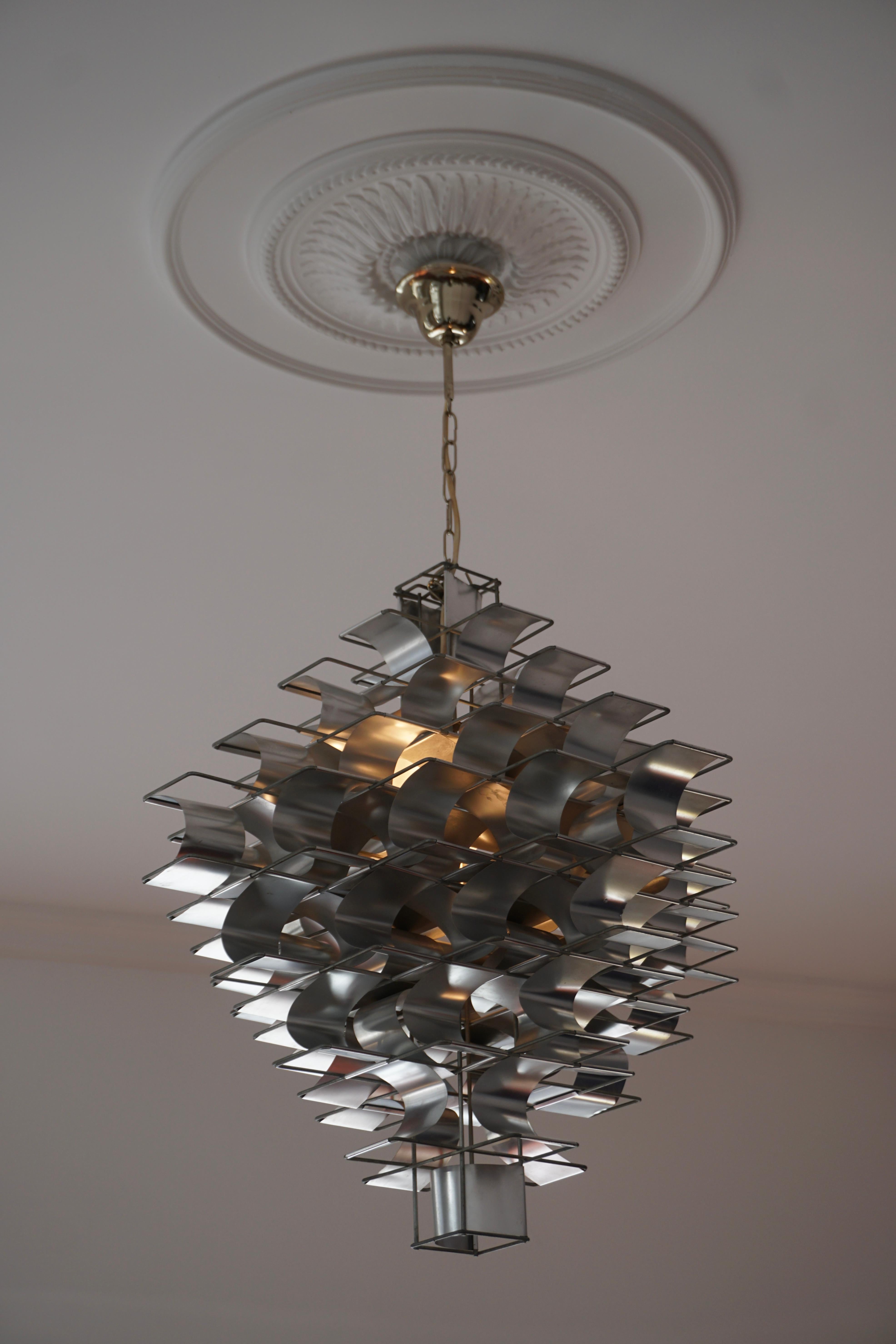 French Two Max Sauze Cassiopé Chandelier, 1970s For Sale