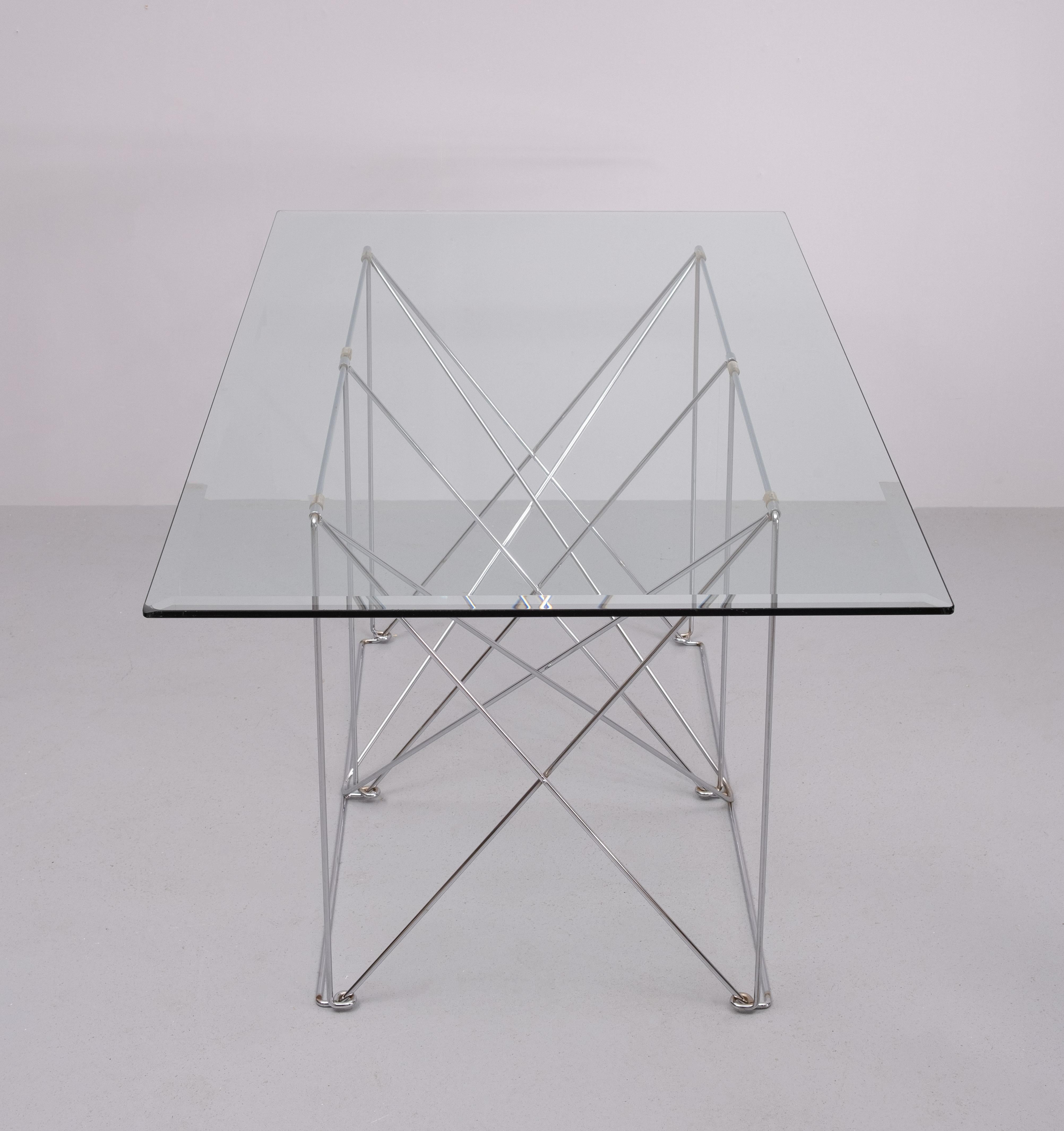 Chrome Max Sauze  Dining Table With Foldable Base  1970s France  For Sale