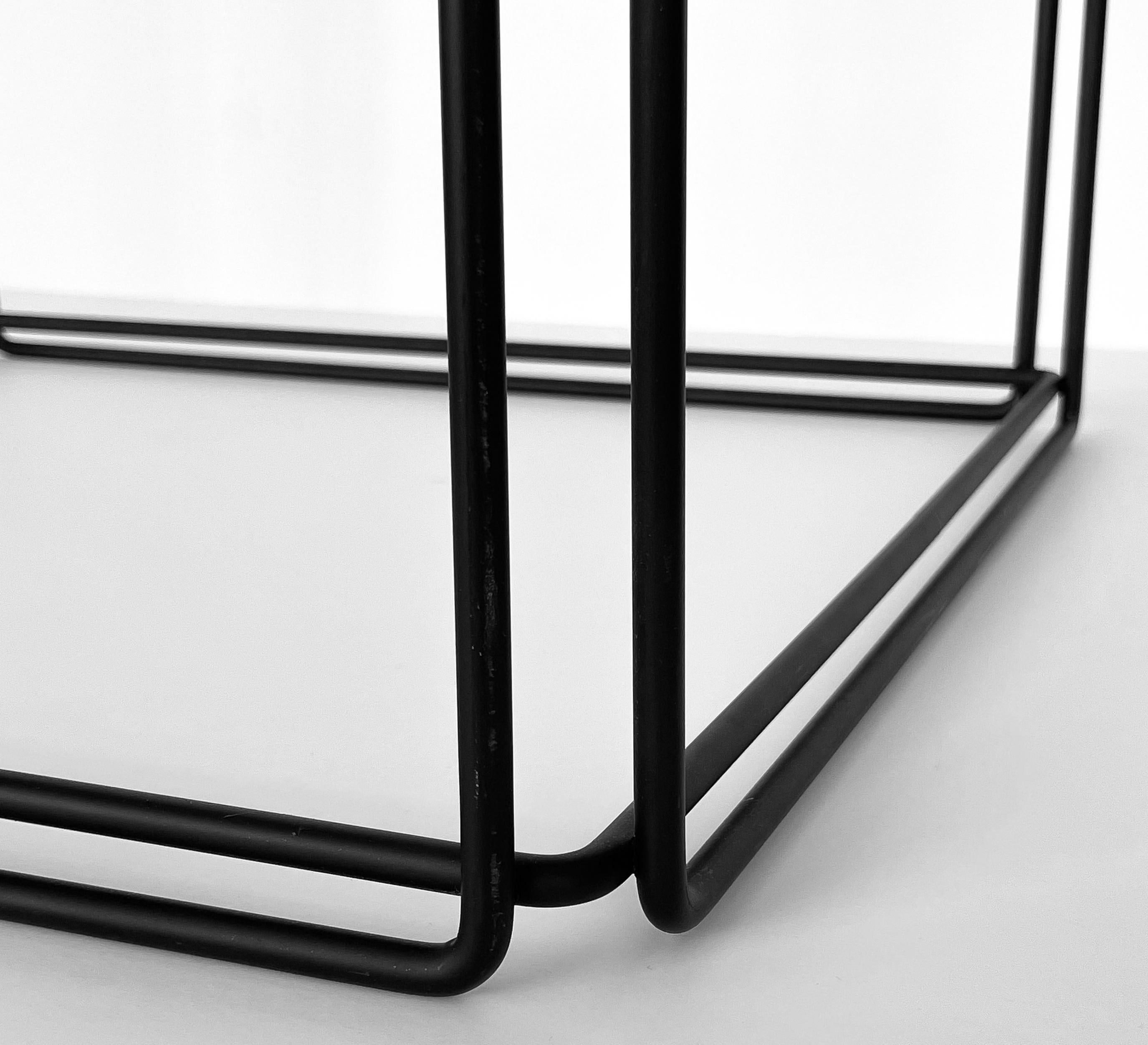 Max Sauze Isoceles Metal and Glass Cube Side Table 5