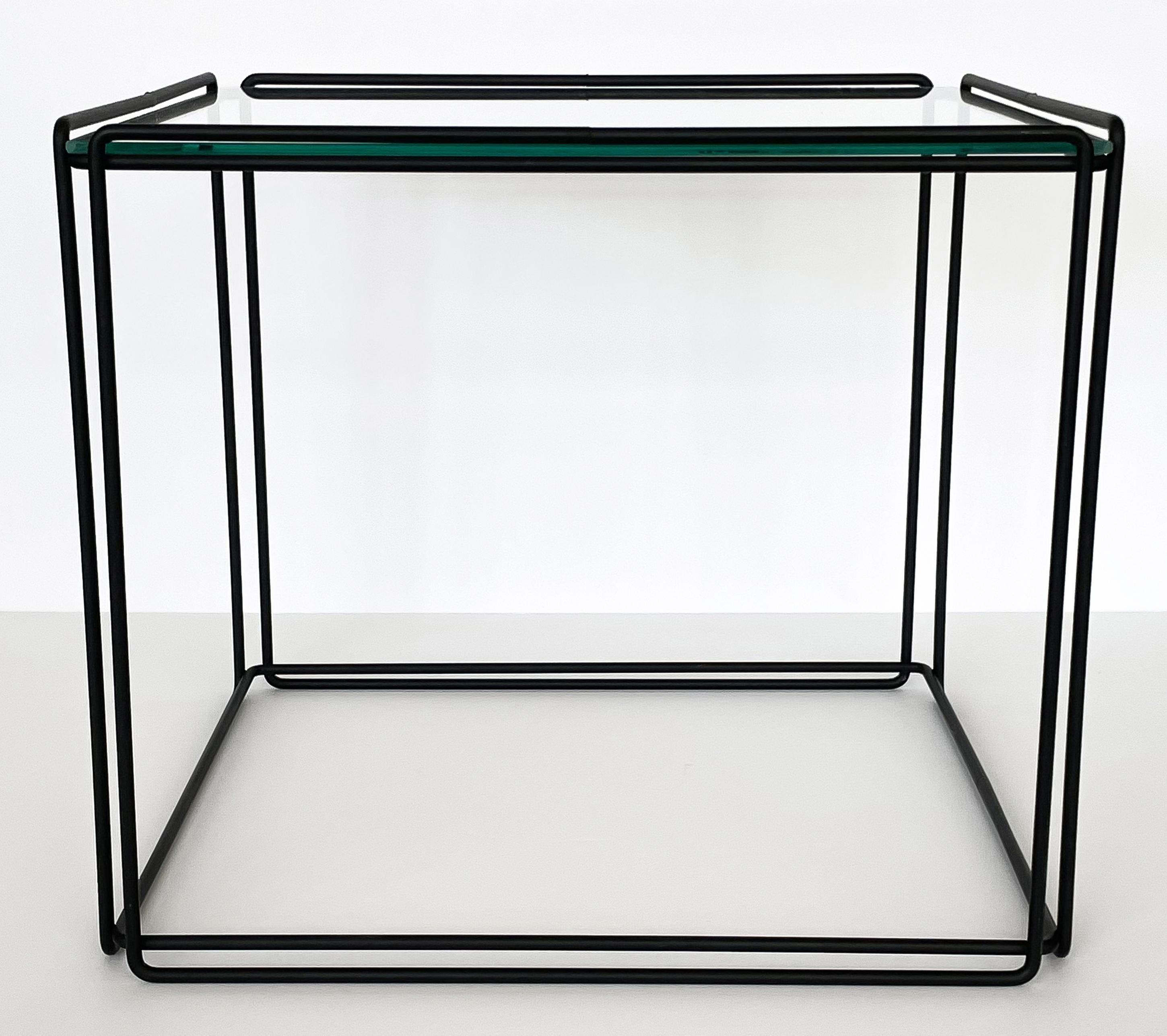 Max Sauze Isoceles Metal and Glass Cube Side Table 1