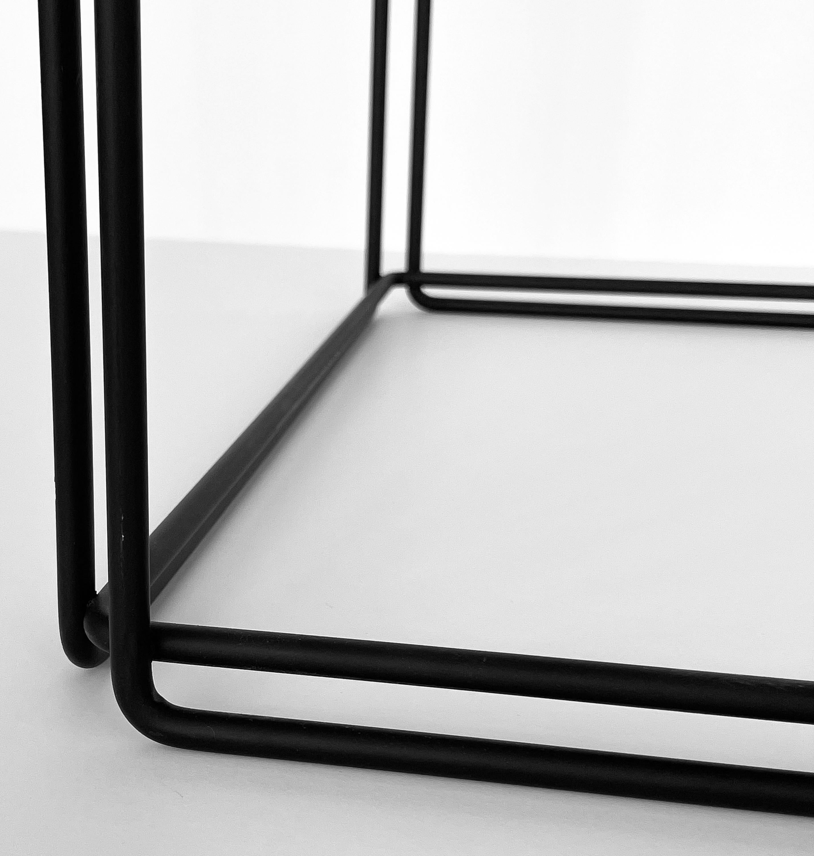 Max Sauze Isoceles Metal and Glass Cube Side Table 2
