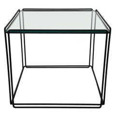 Max Sauze Isoceles Metal and Glass Cube Side Table