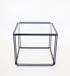 Max Sauze Isoceles Pair of Black Metal and Glass Side or Coffee Tables, France