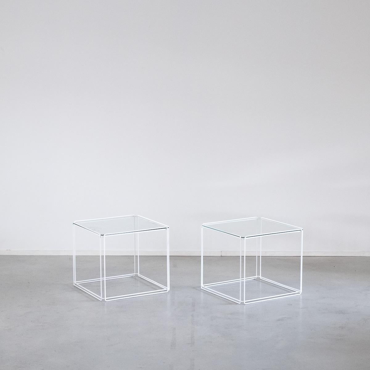 French Max Sauze Isosceles Duo of Modernist Metal Nesting Tables