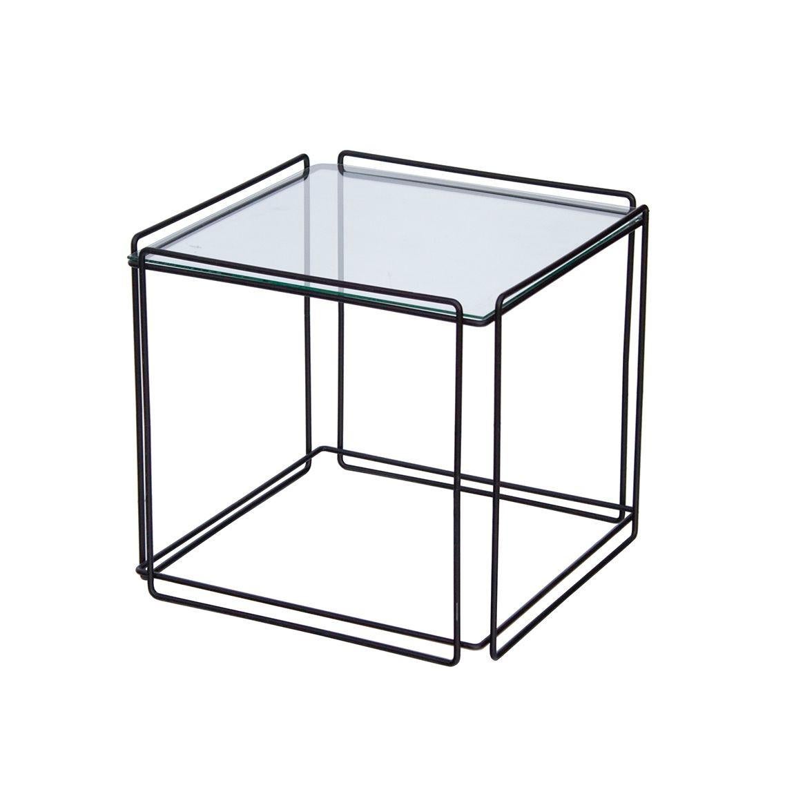 Max Sauze Isosceles End Table with Glass Top by Atrow In Good Condition For Sale In Grand Rapids, MI