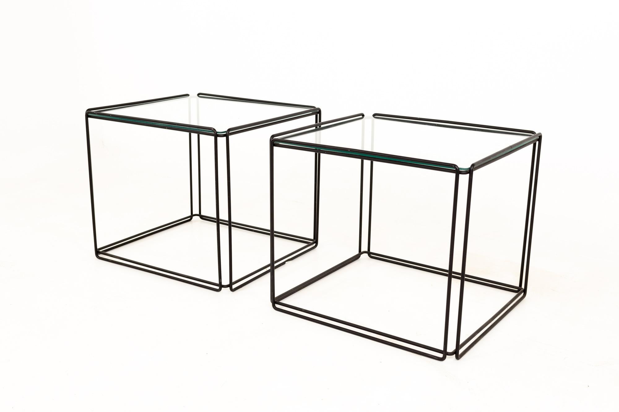 Max Sauze Isosceles MCM Iron Glass Stacking Side End Tables, Set of 5 3