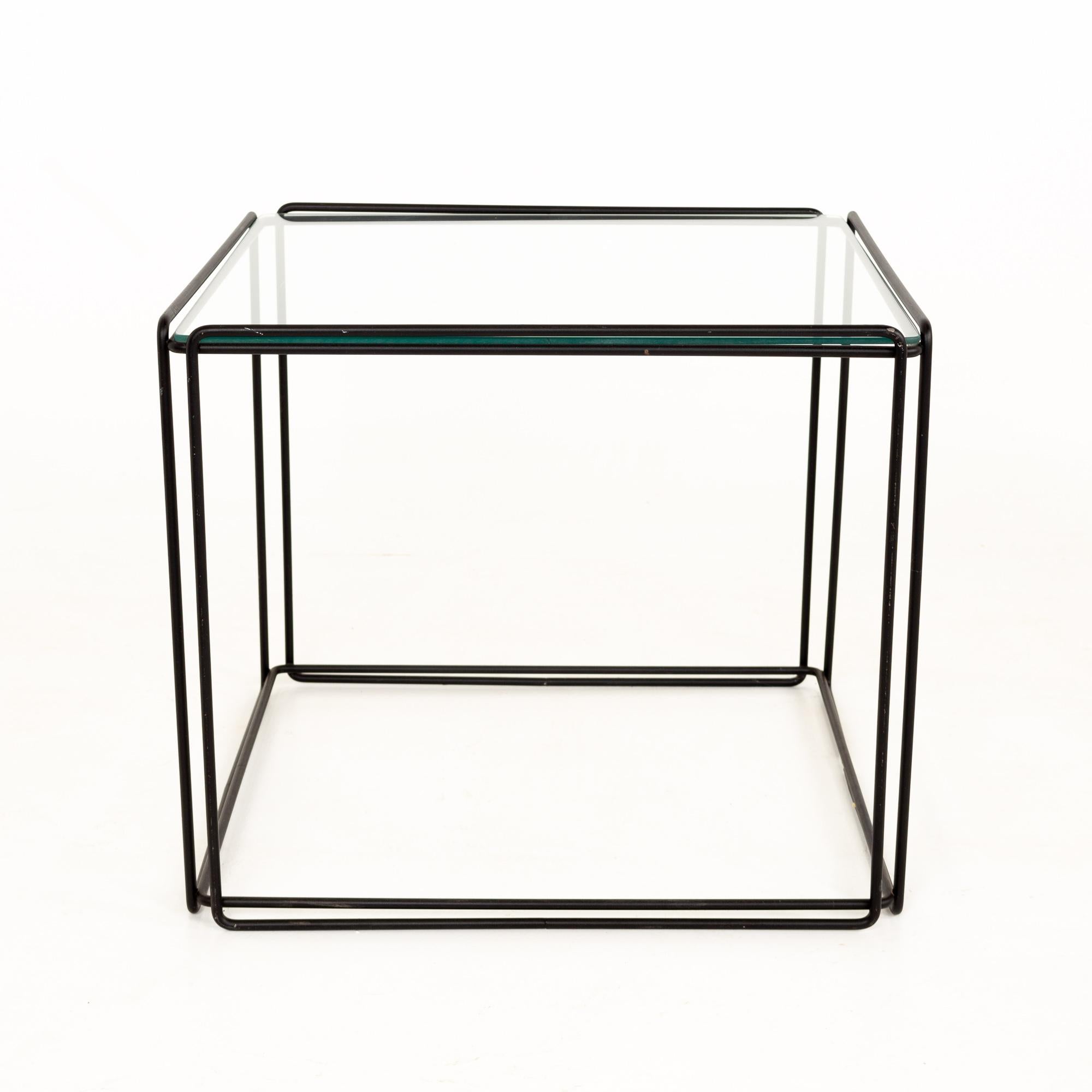 Max Sauze Isosceles MCM Iron Glass Stacking Side End Tables, Set of 5 7