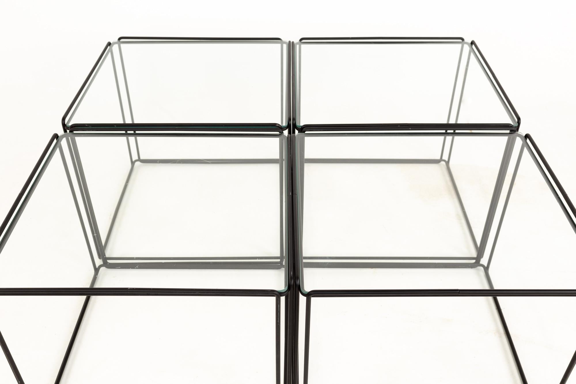 Max Sauze Isosceles MCM Iron Glass Stacking Side End Tables, Set of 5 1