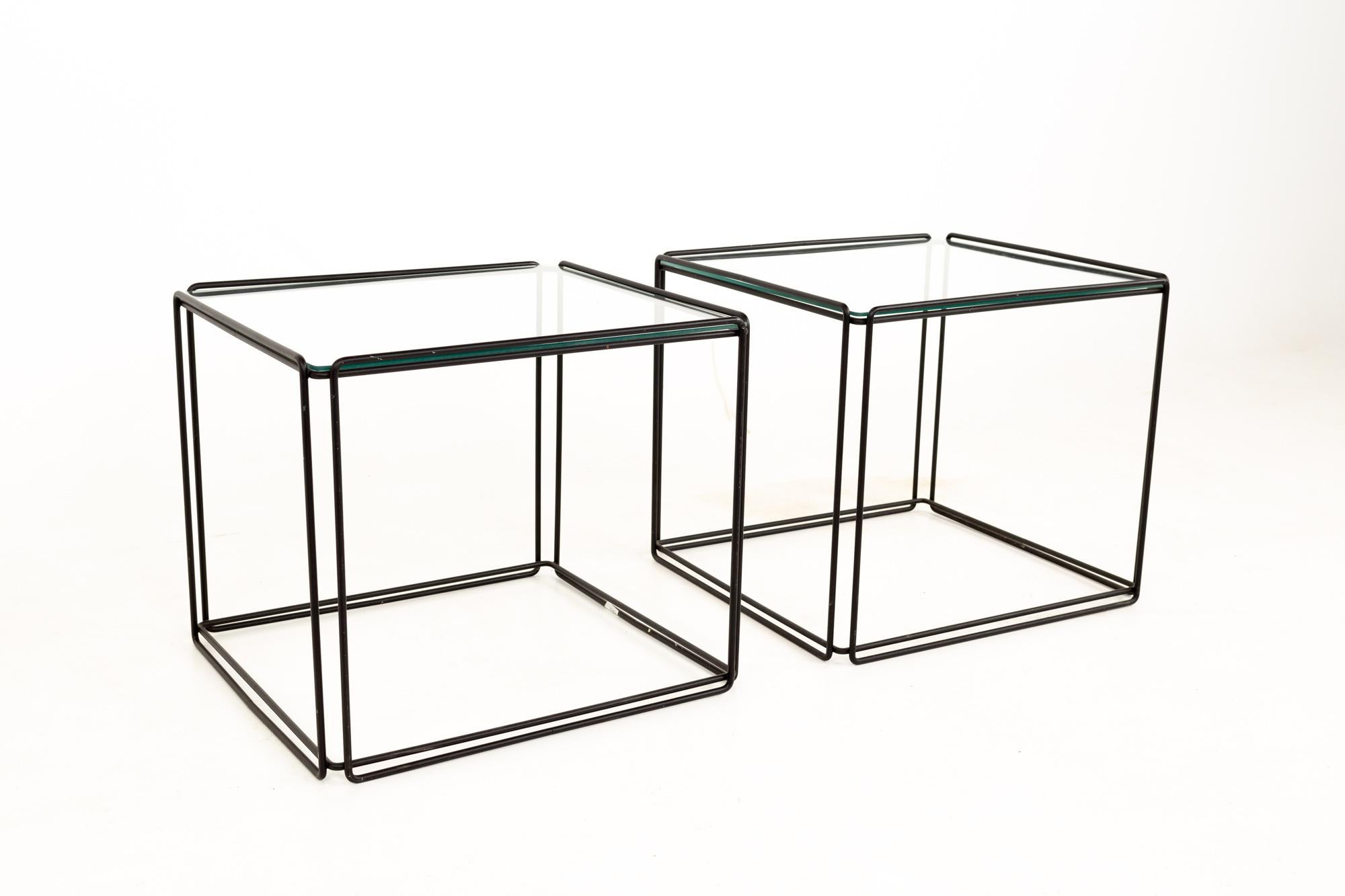 Max Sauze Isosceles MCM Iron Glass Stacking Side End Tables, Set of 5 2