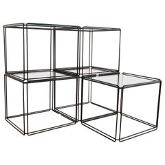 Max Sauze Isosceles MCM Iron Glass Stacking Side End Tables, Set of 5
