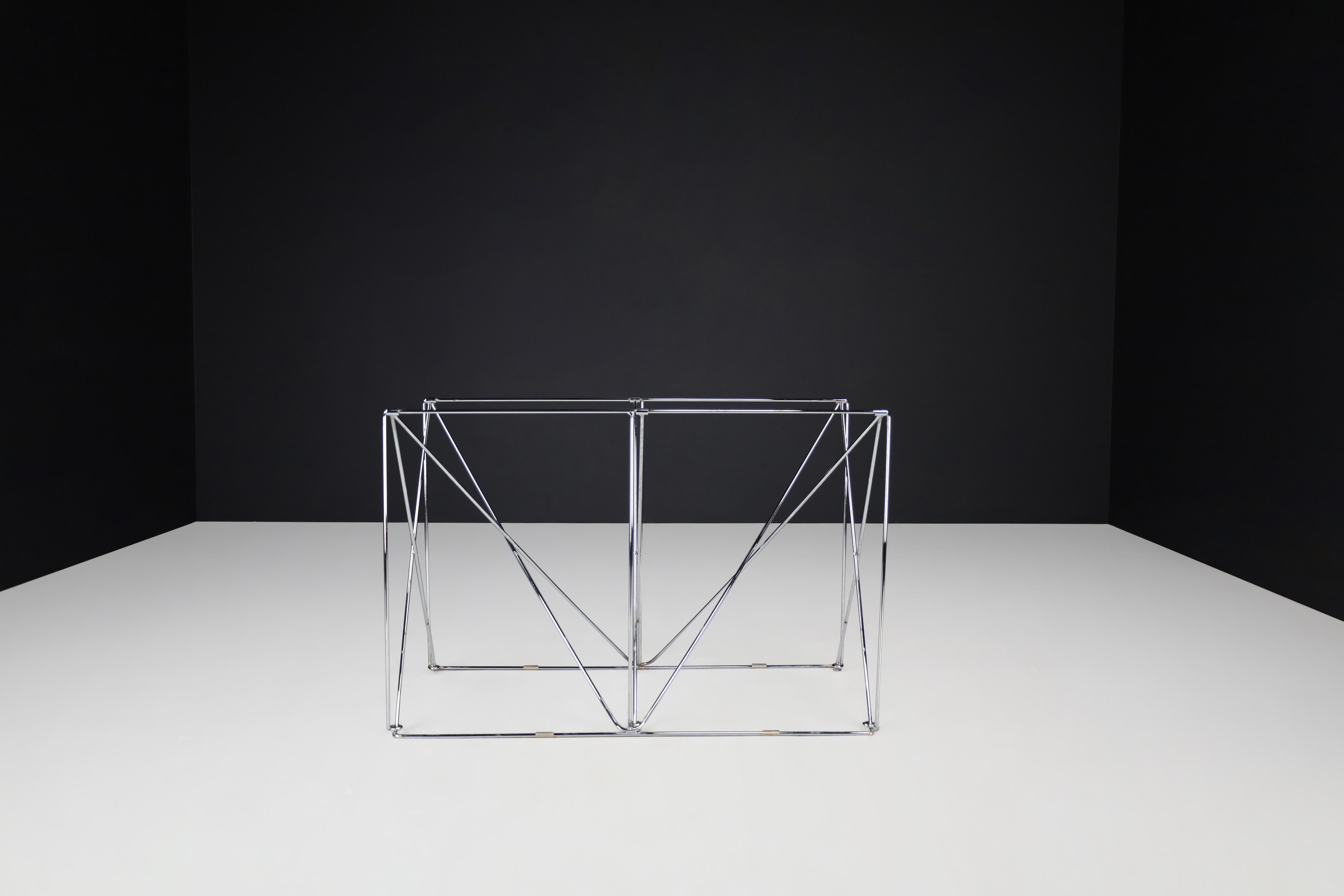 Max Sauze Modern Architectural Folding Metal Table, France, 1970s For Sale 4
